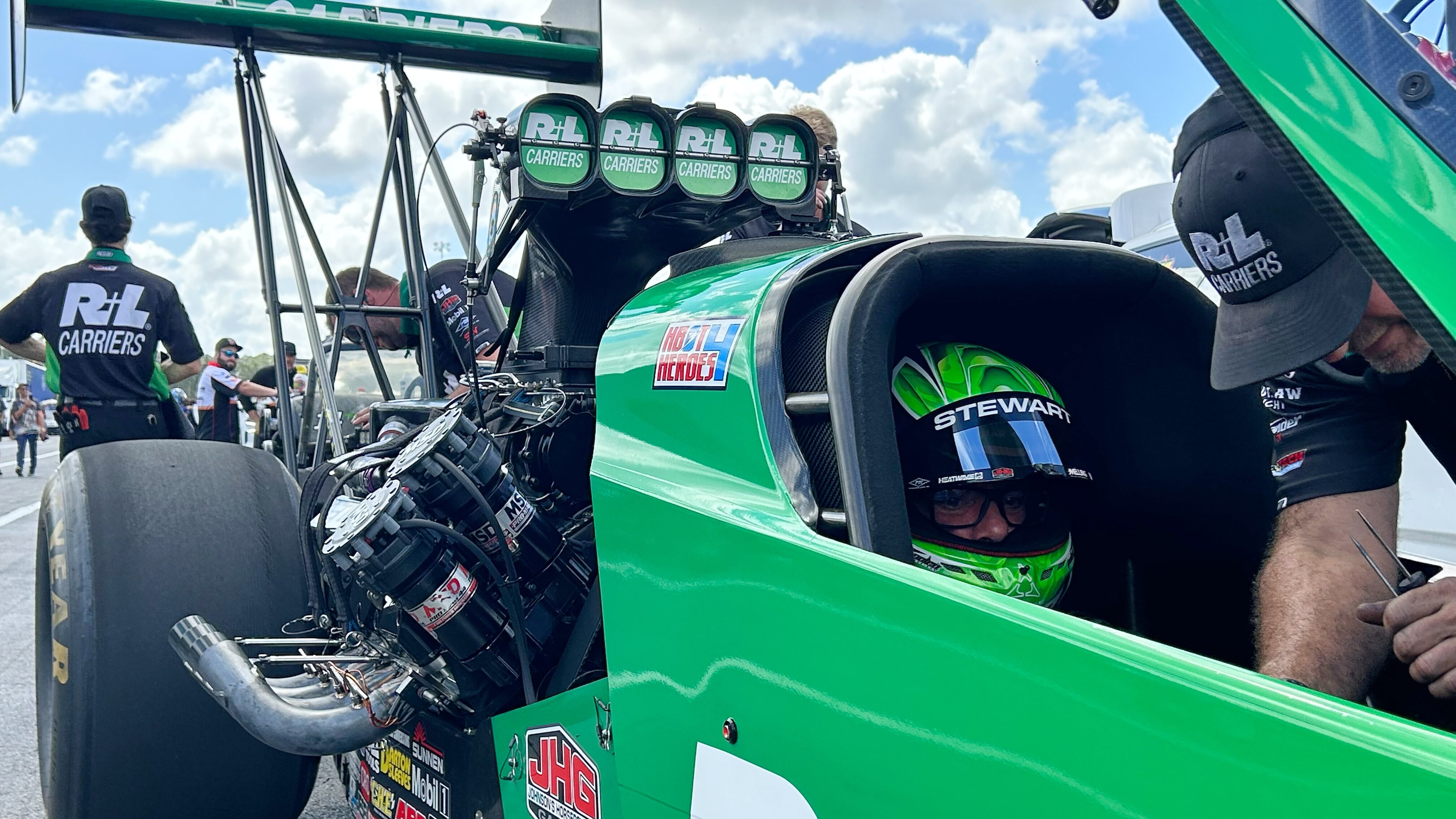 NHRA driver Tony Stewart awaits a qualifying run at the Gatornationals, Saturday, March 7, 2026, in Gainesville, Fla. (AP Photo/Mark Long)
