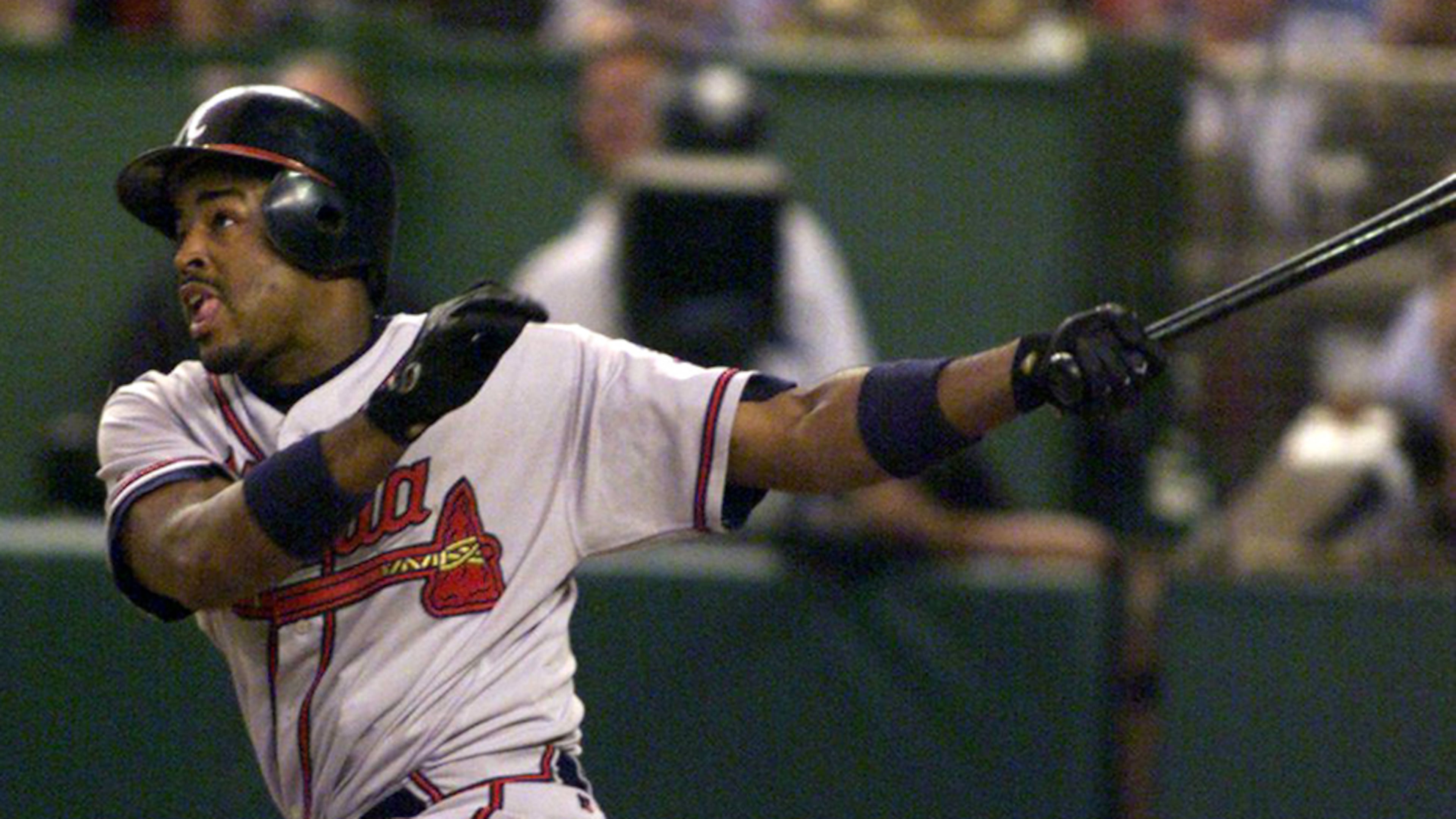 Brian Jordan played safety three seasons with the Atlanta Falcons before joining the St. Louis Cardinals as an outfielder in 1992. He spent four of his 15 baseball seasons with Atlanta where he was an All-Star in 1999. He batted .282 with 184 homers and 821 RBI in his career.