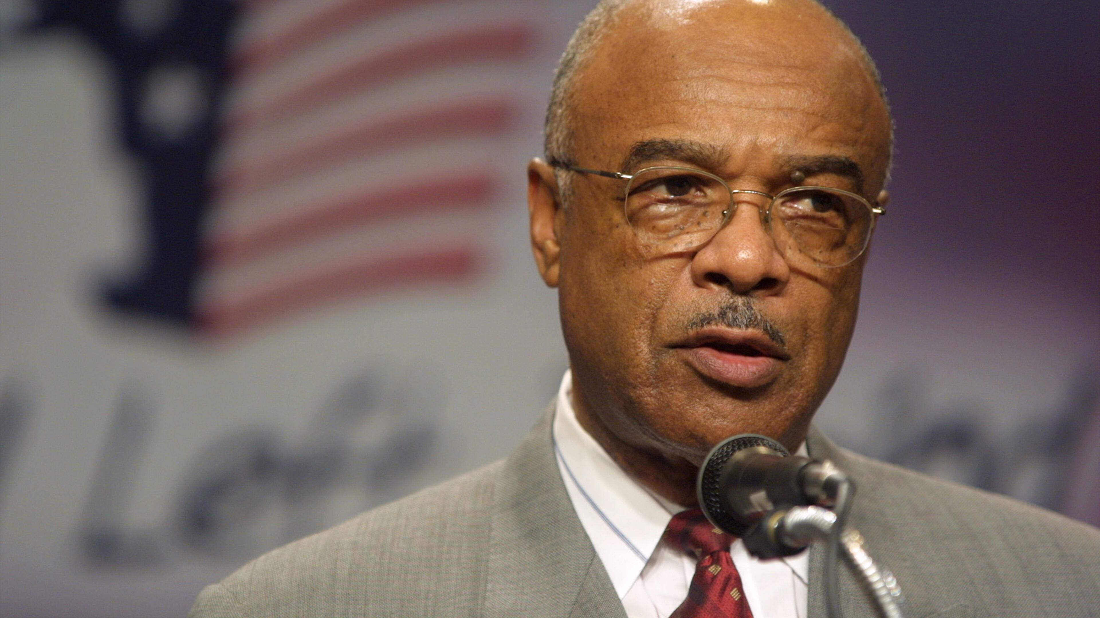 FILE - U.S. Secretary of Education Rod Paige speaks to reporters at the Education Department in Washington. (AP Photo/Terry Ashe, File)