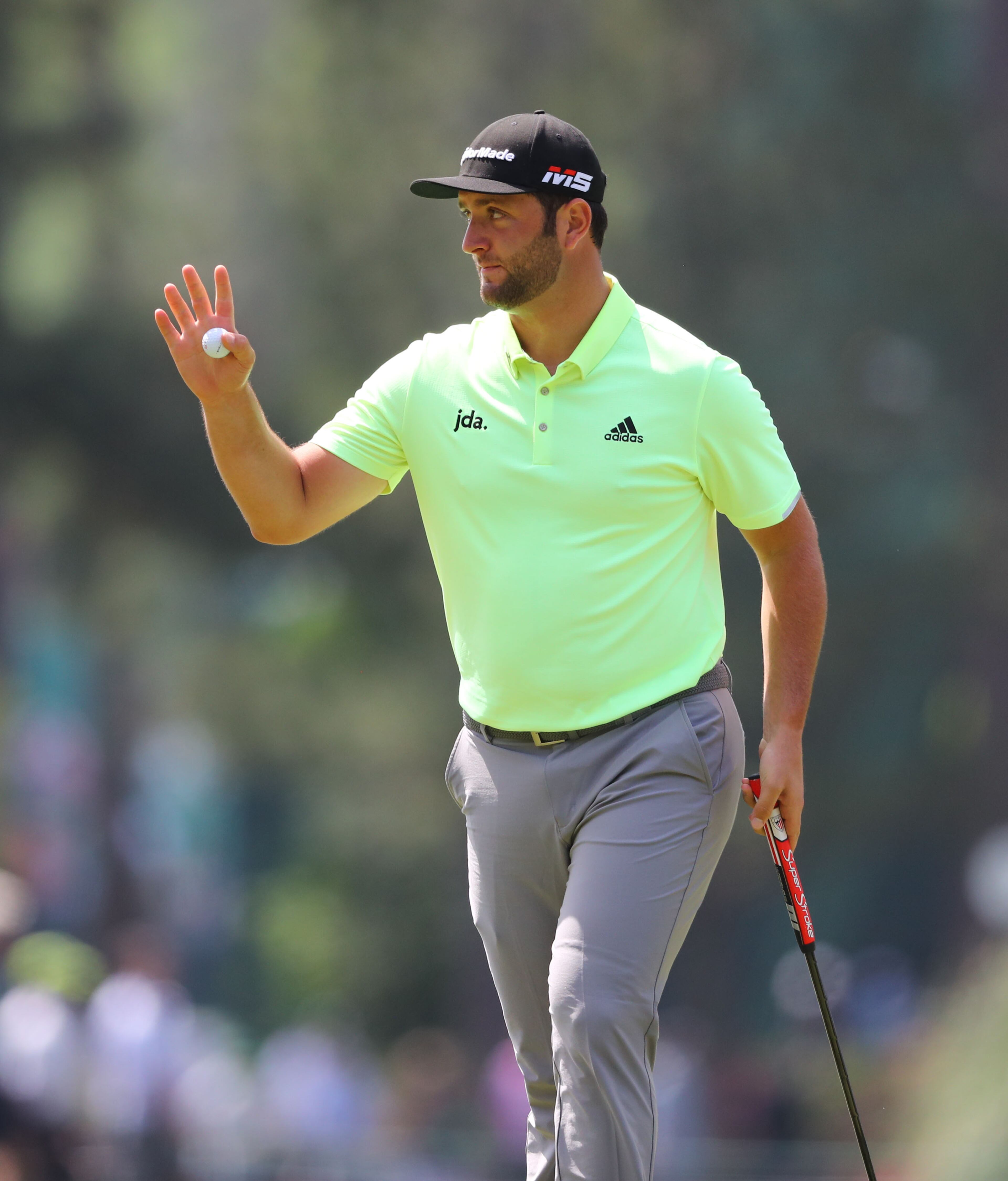 Jon Rahm after his birdie on No. 3 during Thursday's first round. (Curtis Compton/ccompton@ajc.com).