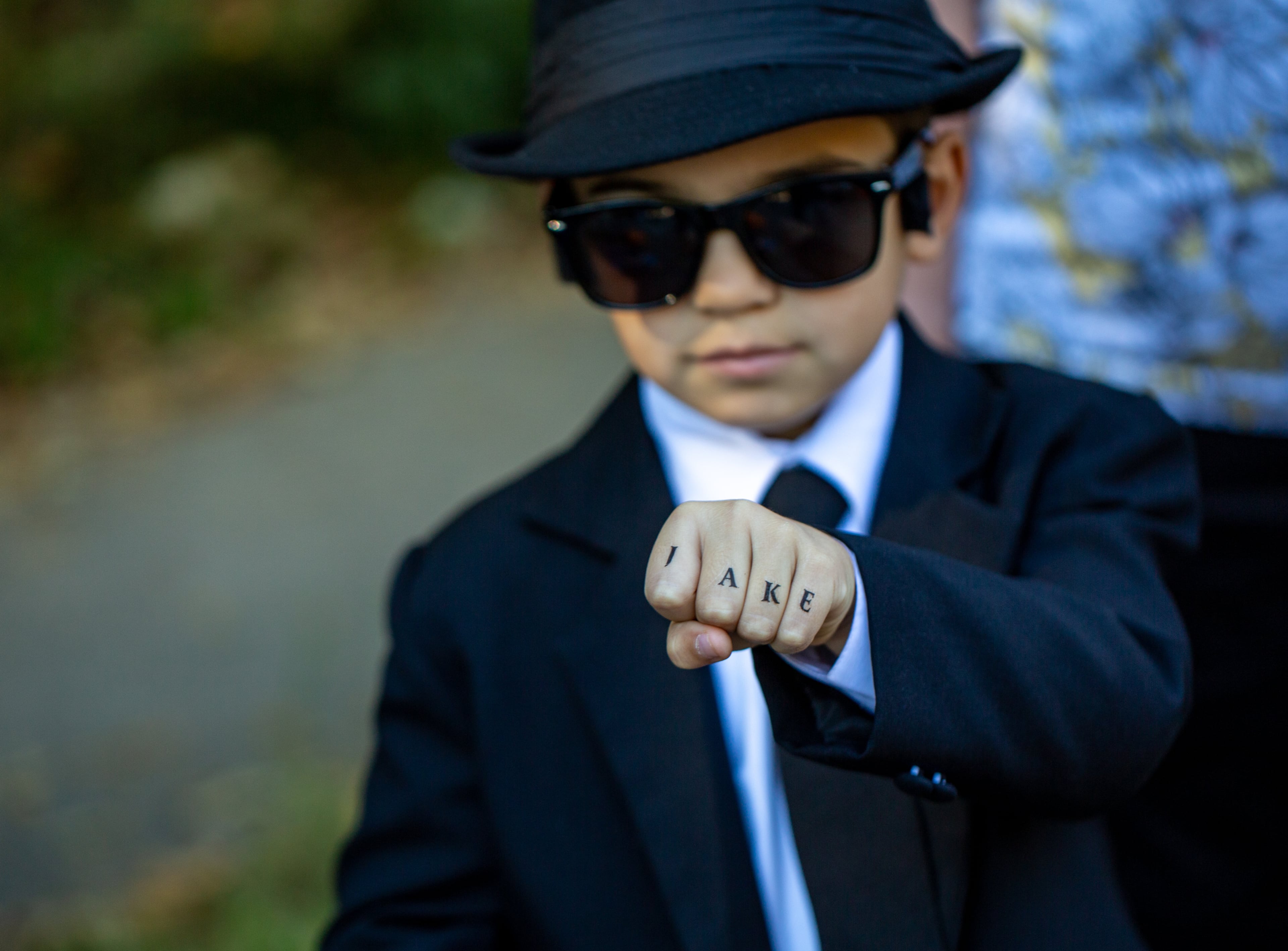 Fitzgerald Paul, 5, is in character at the annual Little Five Points Halloween Parade on Sunday, Oct 23, 2022. (Jenni Girtman for The Atlanta Journal-Constitution)