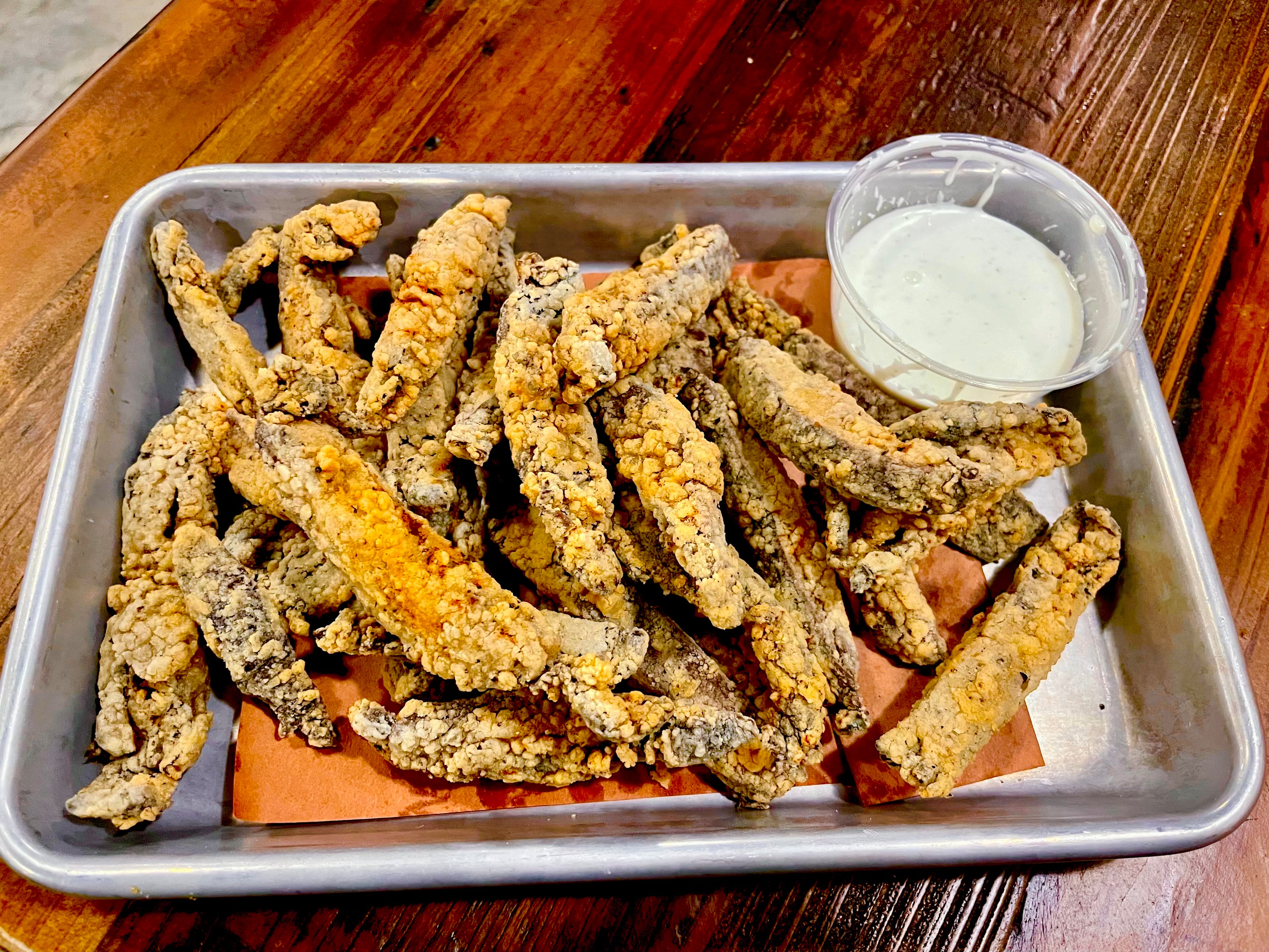 Chicken fried smoked mushroom sticks from Fox Bros. Bar-B-Q. / Courtesy on Angela Hansberger