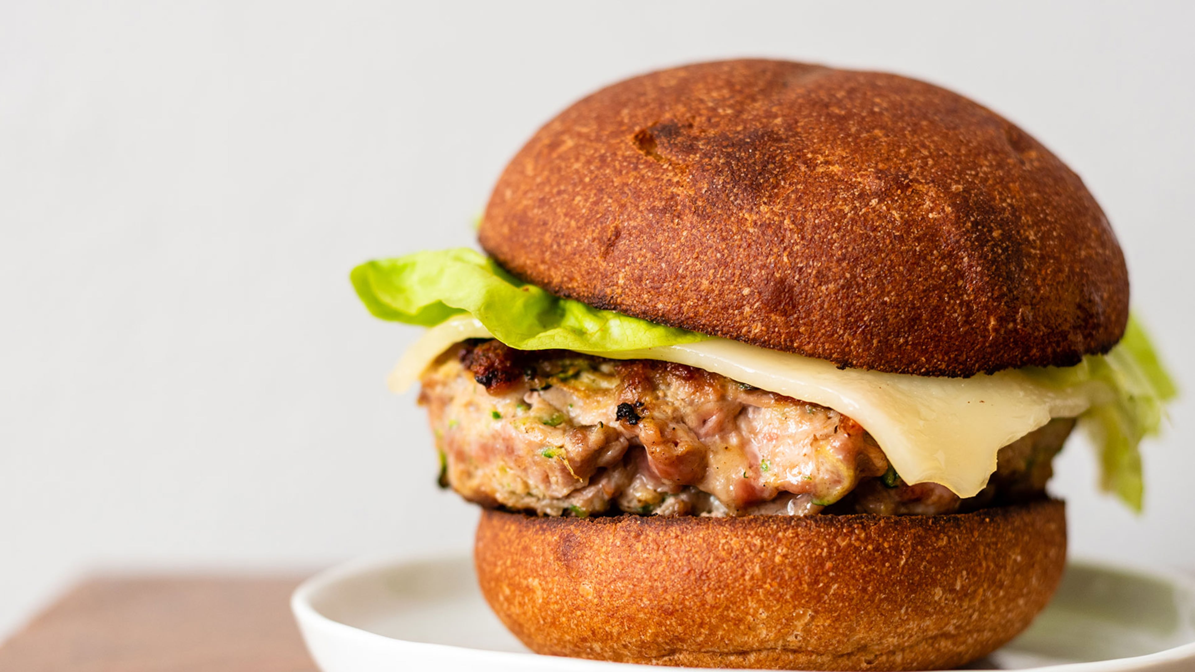 Dijon turkey burger with Swiss cheese.