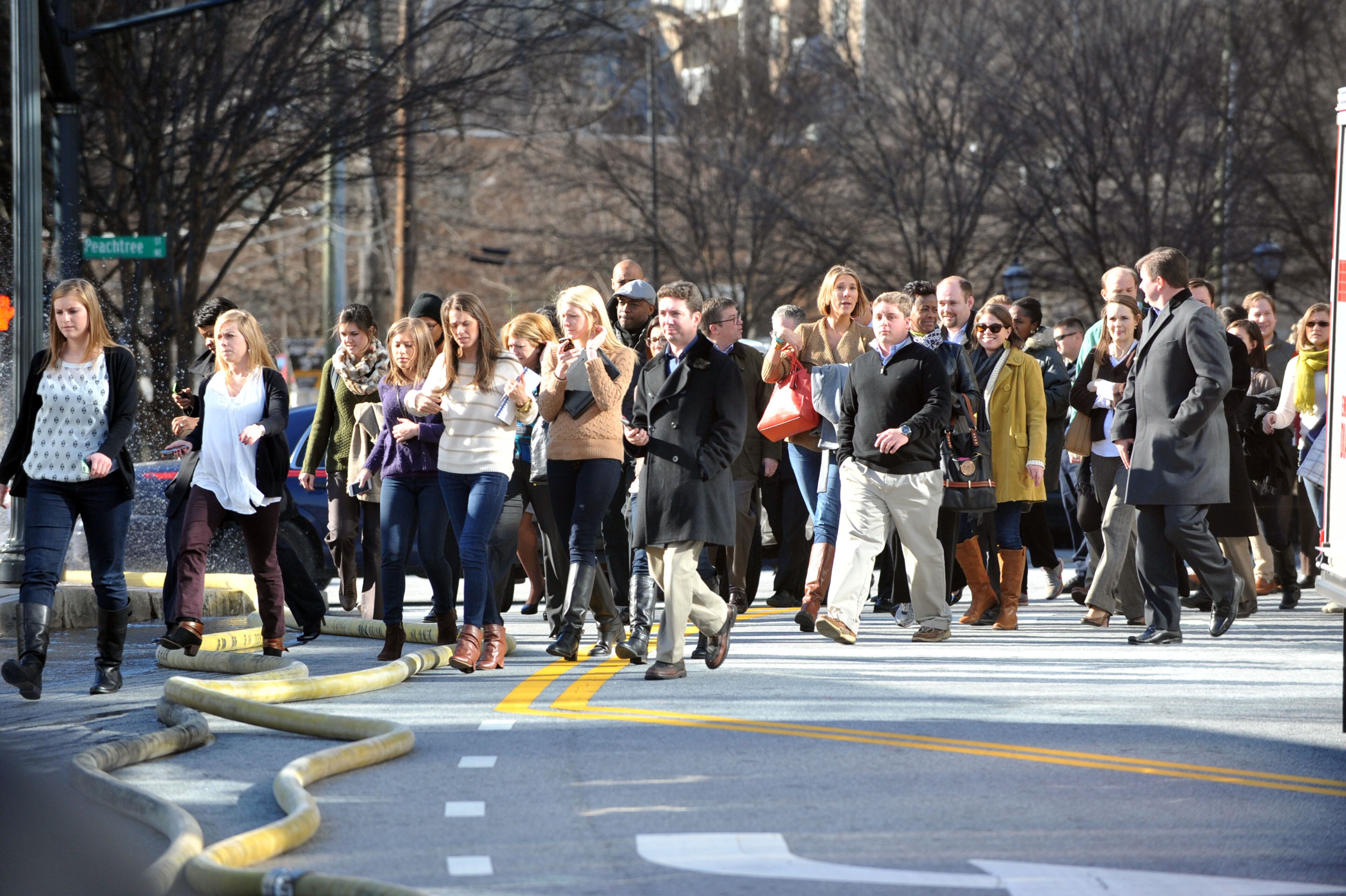 The Loews Atlanta Hotel on Peachtree Street was temporarily evacuated Thursday afternoon due to a fire in the hotel's garage.
