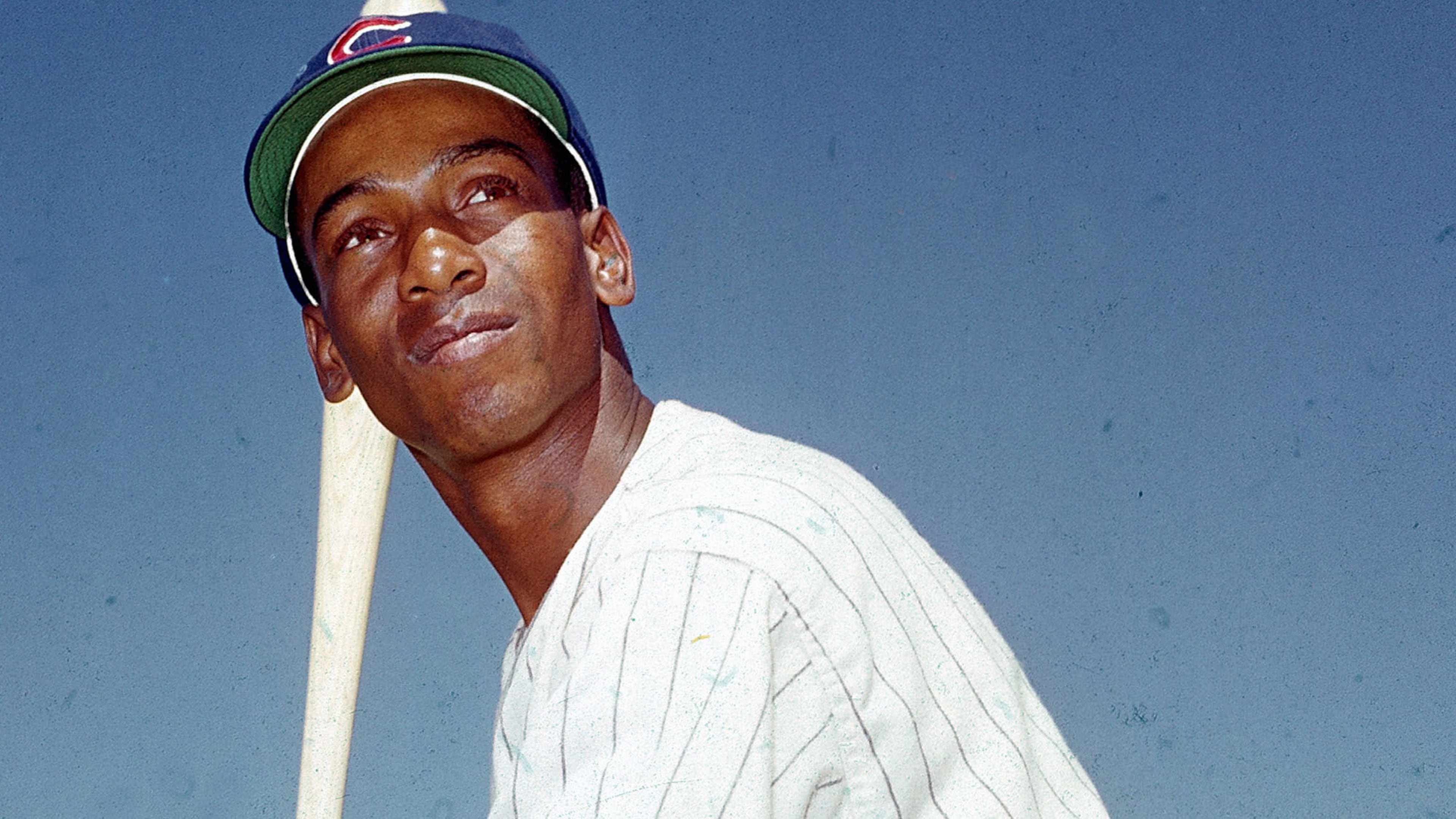 FILE - In this 1970 file photo, Chicago Cubs' Ernie Banks poses with a baseball bat. The Cubs announced Friday night, Jan. 23, 2015, that Banks had died. The team did not provide any further details. Banks was 83. (AP Photo/File)