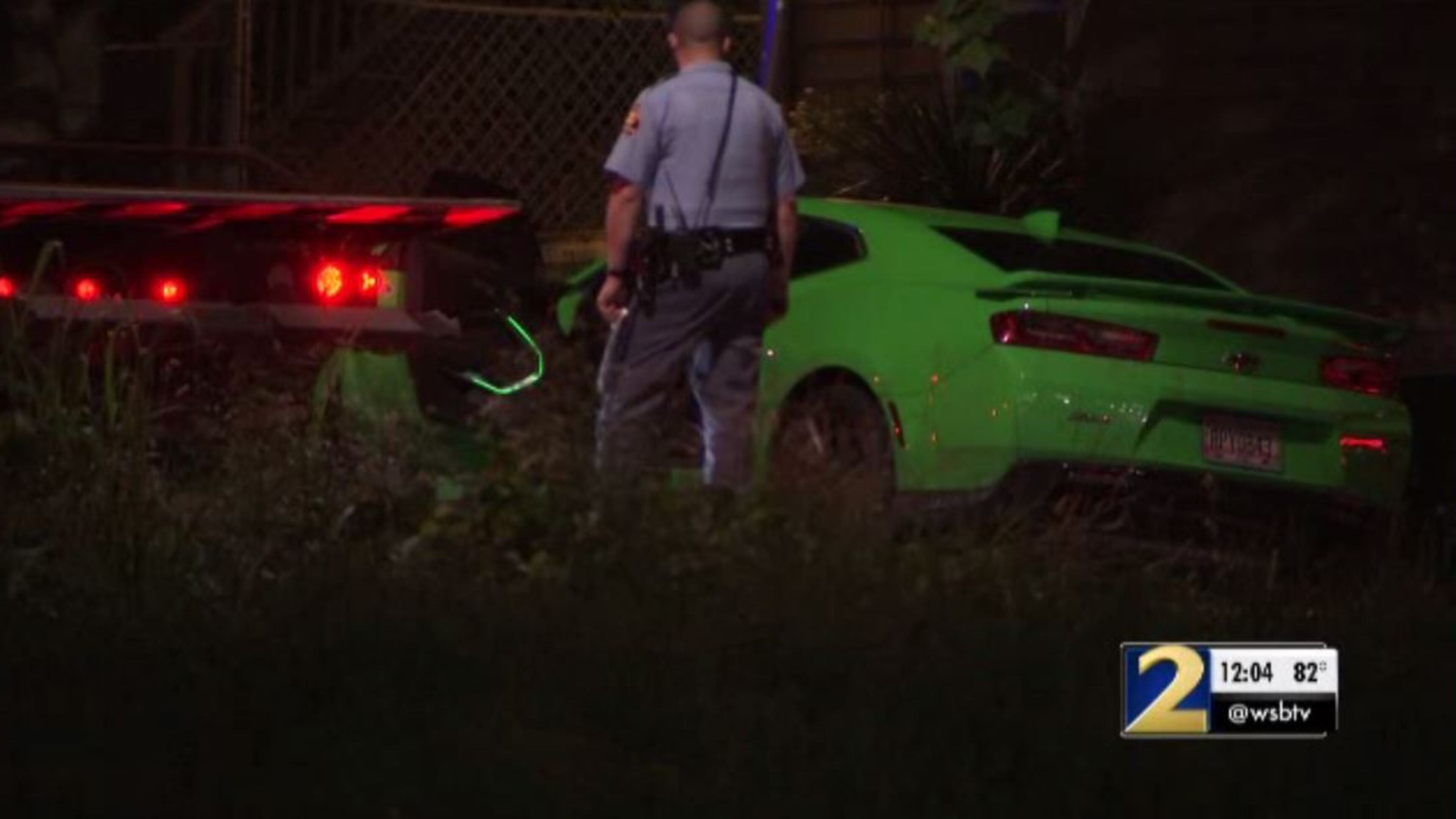 Police are searching for two people who led Georgia State Patrol troopers on a chase through northwest Atlanta early Saturday after they were clocked traveling 135 mph, authorities said.