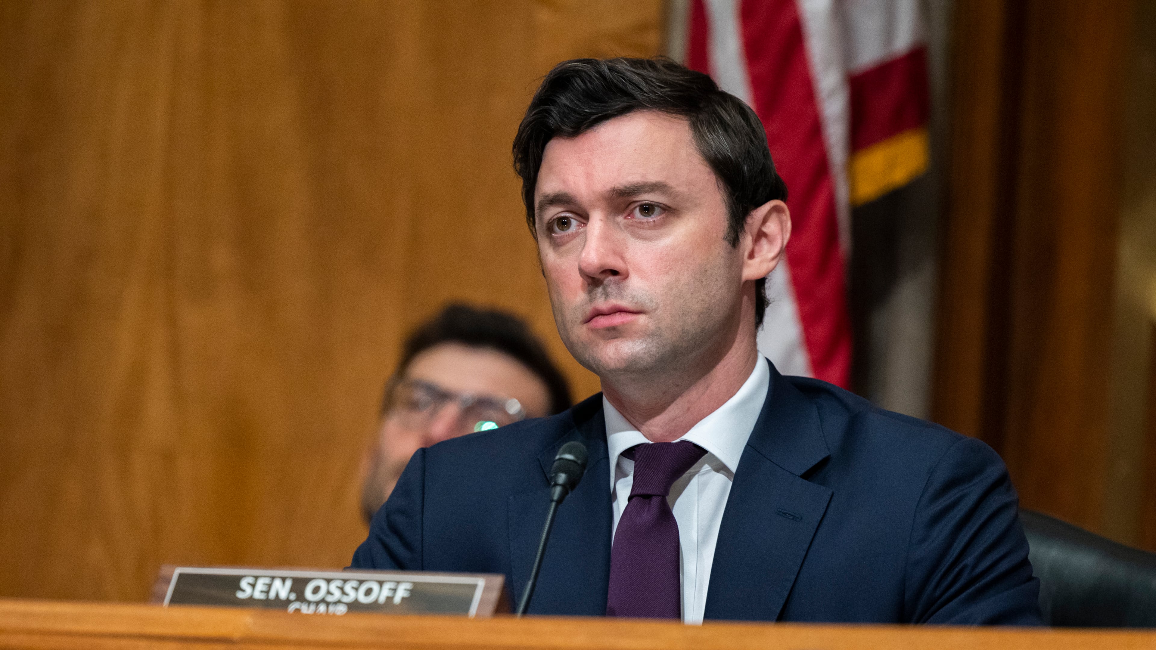 Senator Jon Ossoff (D-GA) at a hearing on “Sexual Abuse of Female Inmates in Federal Prisons” in December 2022. (Nathan Posner for the Atlanta Journal Constitution)
