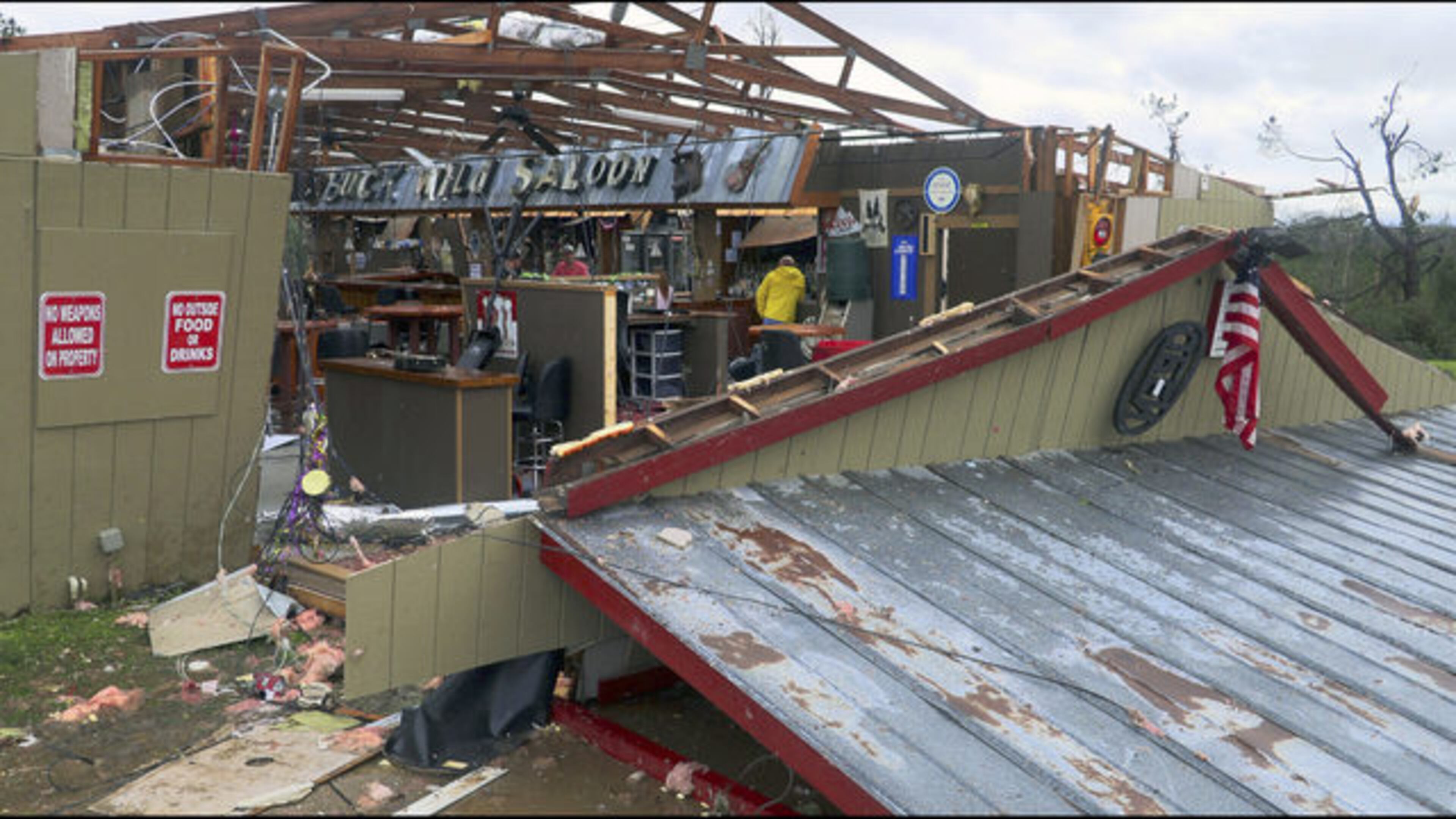 <p>In this Sunday, March 3, 2019 photo, debris litters the Buck Wild Saloon, after it was heavily damaged by a tornado, in Smiths Station, Ala. (Mike Haskey/Ledger-Enquirer via AP)</p> <p>Channel 2's Darryn Moore traveled to Lee County, Alabama, Monday morning to get a first-hand look at the devastation caused by Sunday's powerful tornado that killed at least 23 people.</p>
