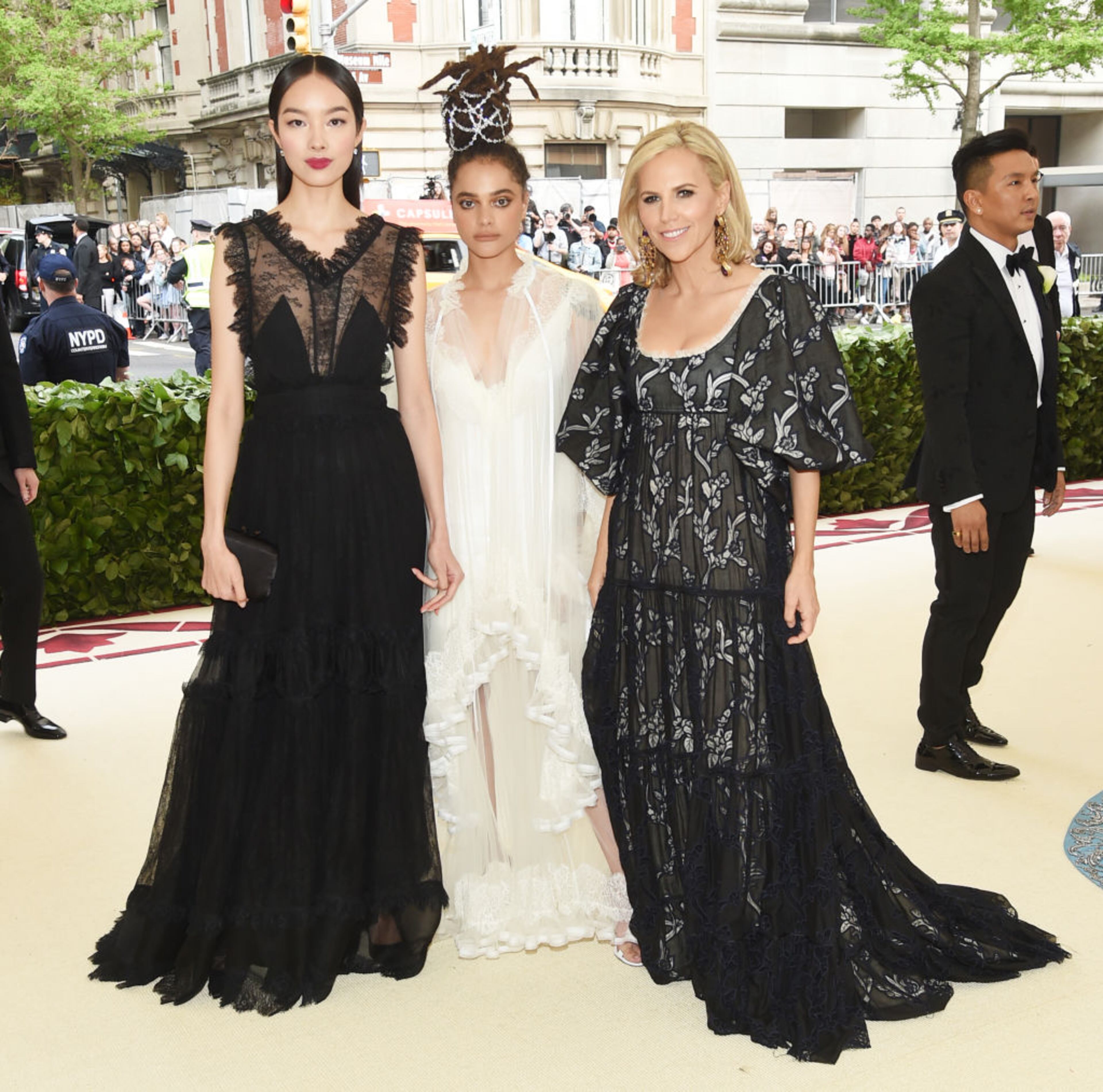 NEW YORK, NY - MAY 07: (L-R) Fei Fei Sun, Sasha Lane and Tory Burch attend the Heavenly Bodies: Fashion & The Catholic Imagination Costume Institute Gala at The Metropolitan Museum of Art on May 7, 2018 in New York City. (Photo by Jamie McCarthy/Getty Images)