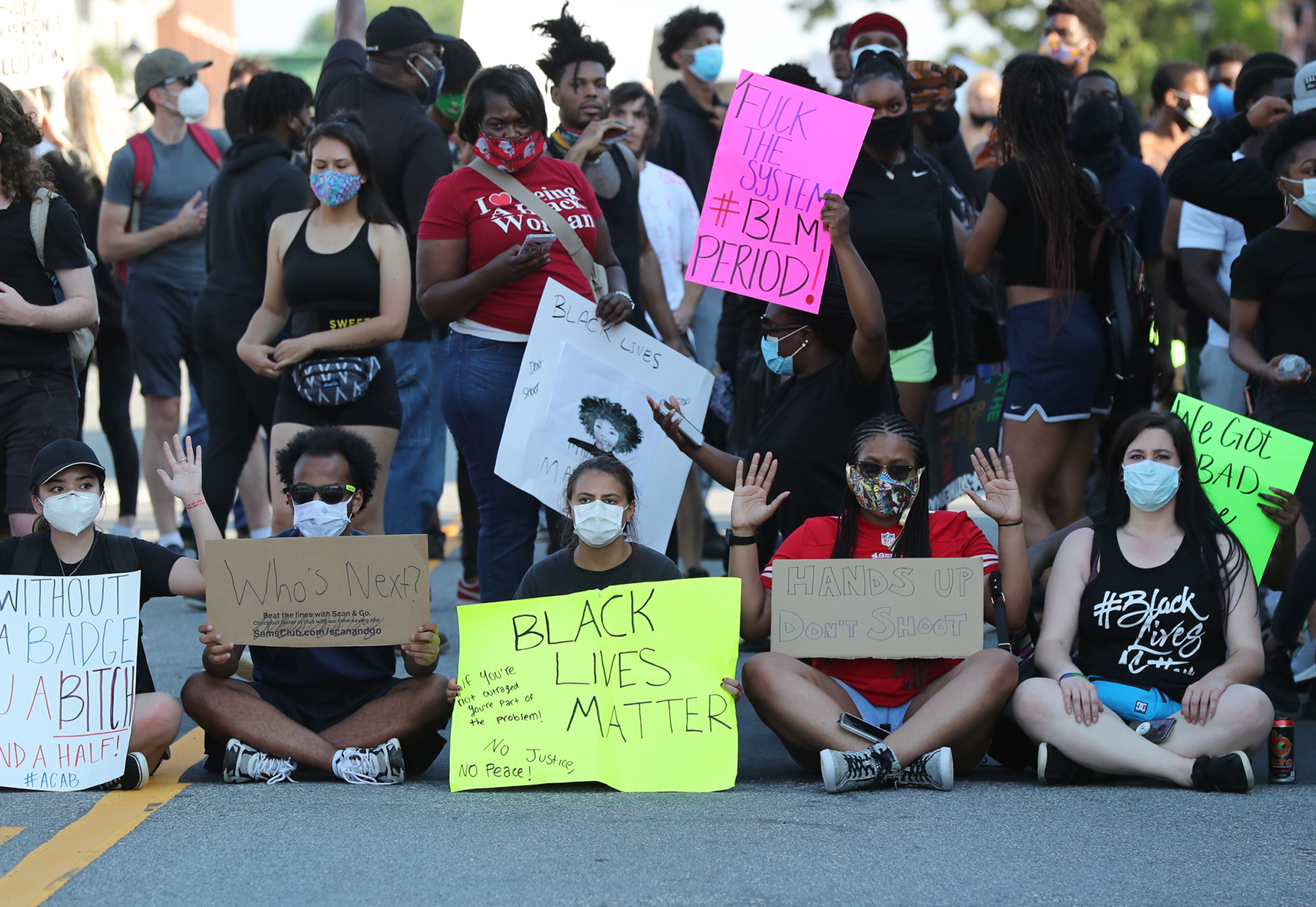 060120 Lawrenceville: Protesters block South Clayton Street a few blocks from Lawrenceville City Hall as protests continue for a fourth day around metro Atlanta over the death of George Floyd on Monday, June 1, 2020, in Lawrenceville. Curtis Compton ccompton@ajc.com