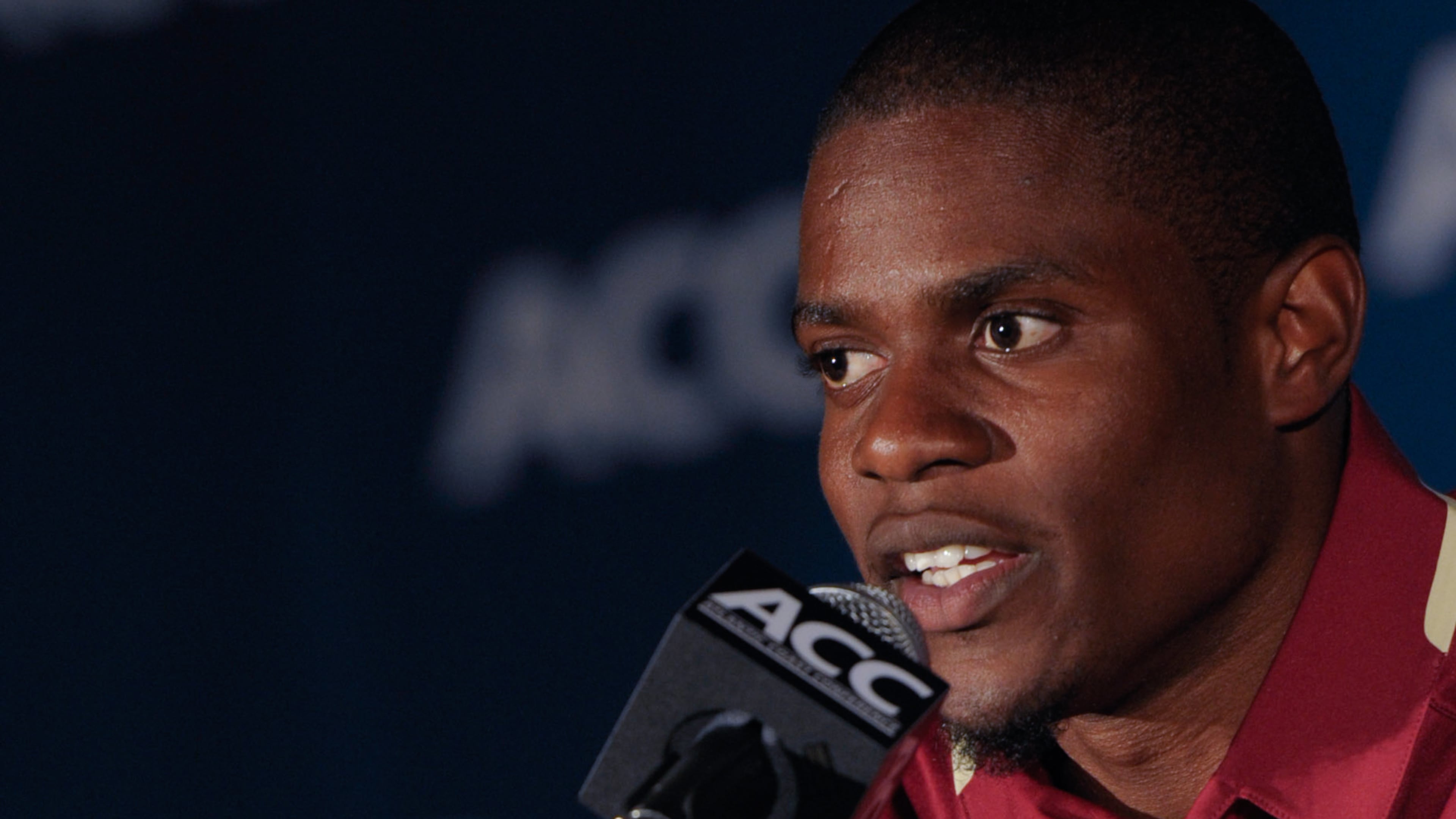 Jul 21, 2013; Greensboro, NC, USA; Florida State University Seminoles wide receiver Lamarcus Joyner address the media during the ACC Kickoff Day at the Grandover Resort. Mandatory Credit: Sam Sharpe-USA TODAY Sports