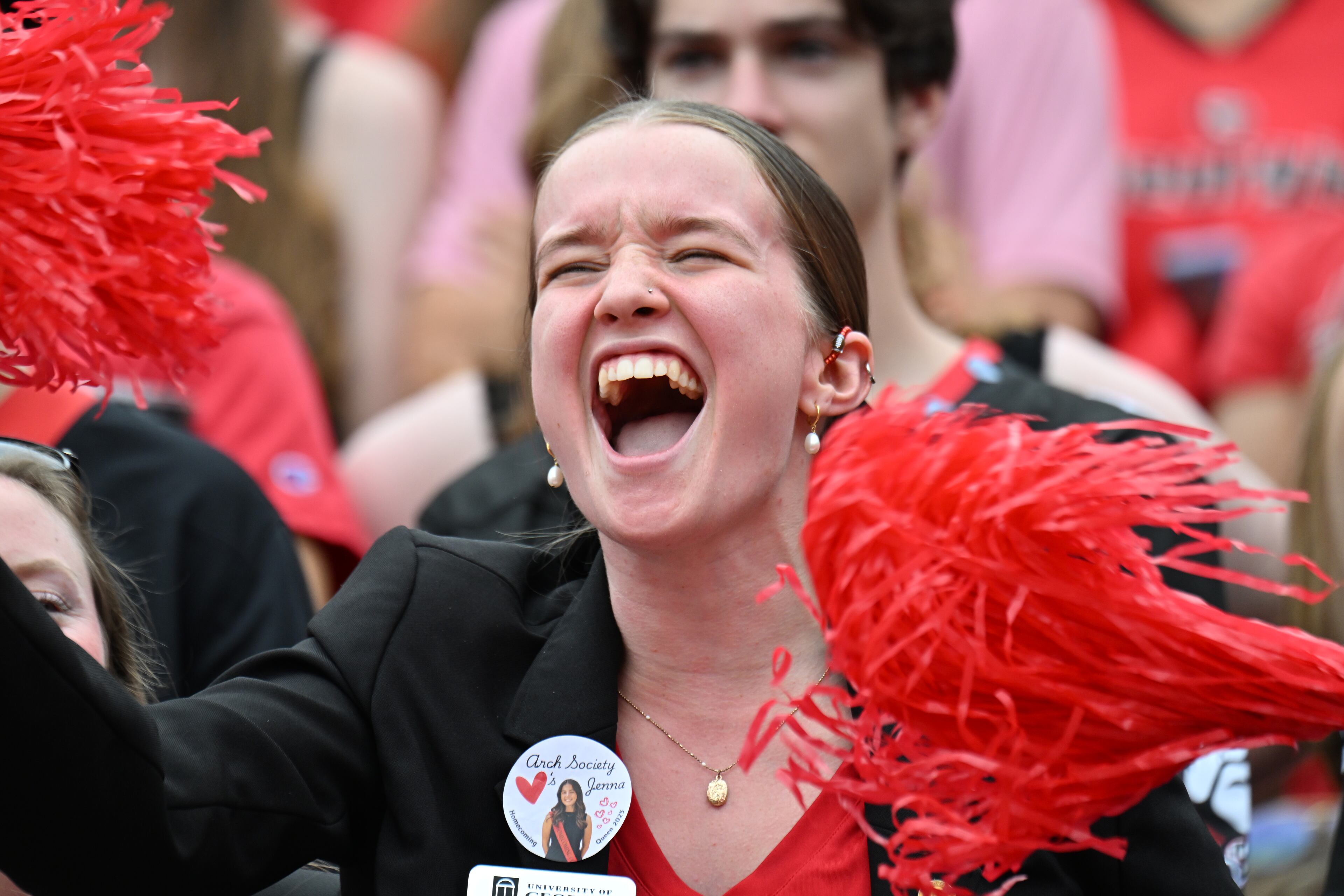 Georgia fans cheer during the first half in a NCAA college football game at Sanford Stadium, Saturday, October 4, 2025, in Athens. (Hyosub Shin / AJC)
