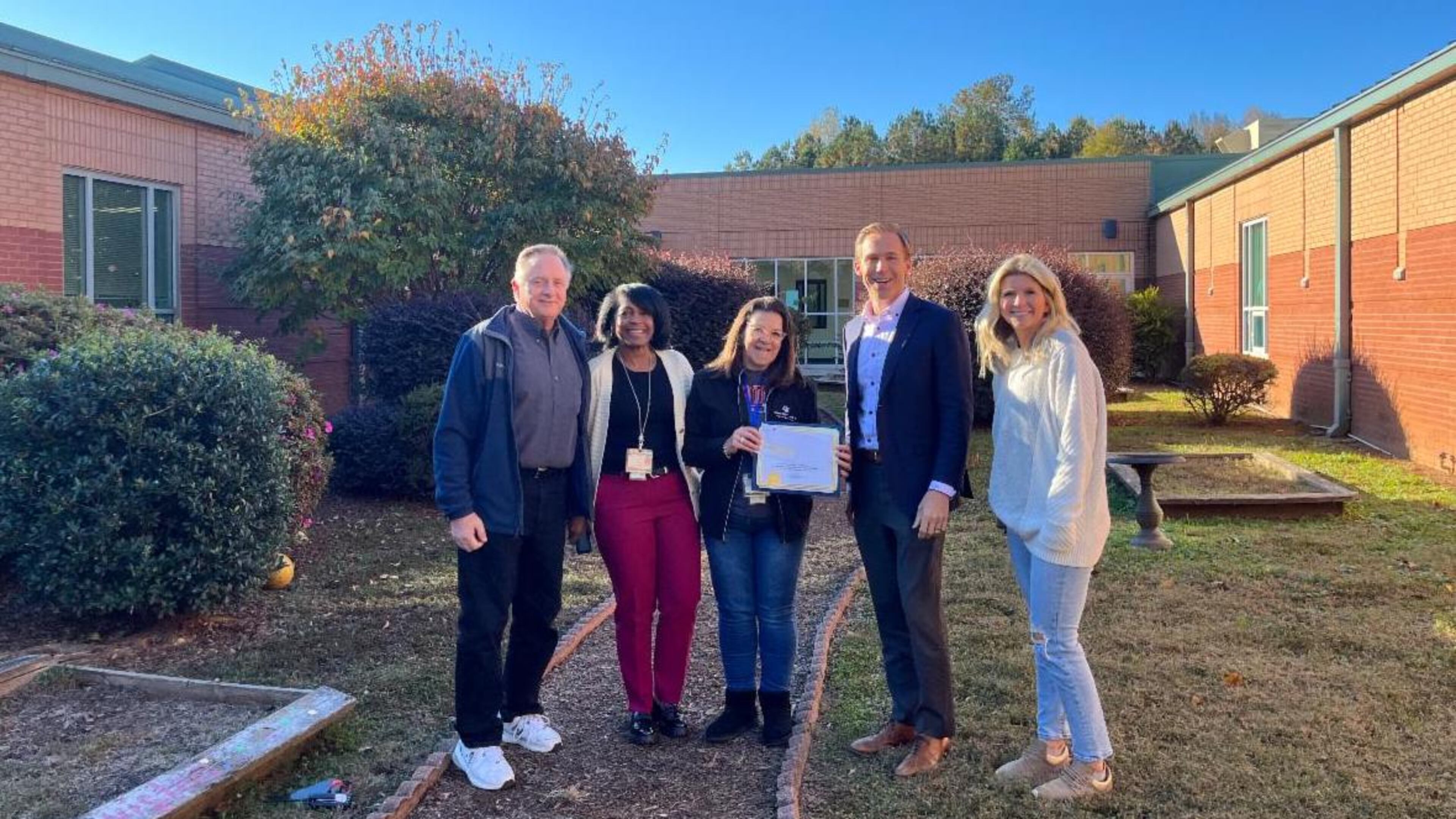 Summit Hill Elementary School, one of six schools to receive a Milton Environmental Education Grant is expanding its Shares Garden, which serves as an outdoor classroom for curriculum related to the ecosystem and sustainable gardening that aligns with Georgia science standards. They’ll use the grant funding to add planter boxes, make landscaping improvements, and install birdhouses. (Courtesy City of Milton)