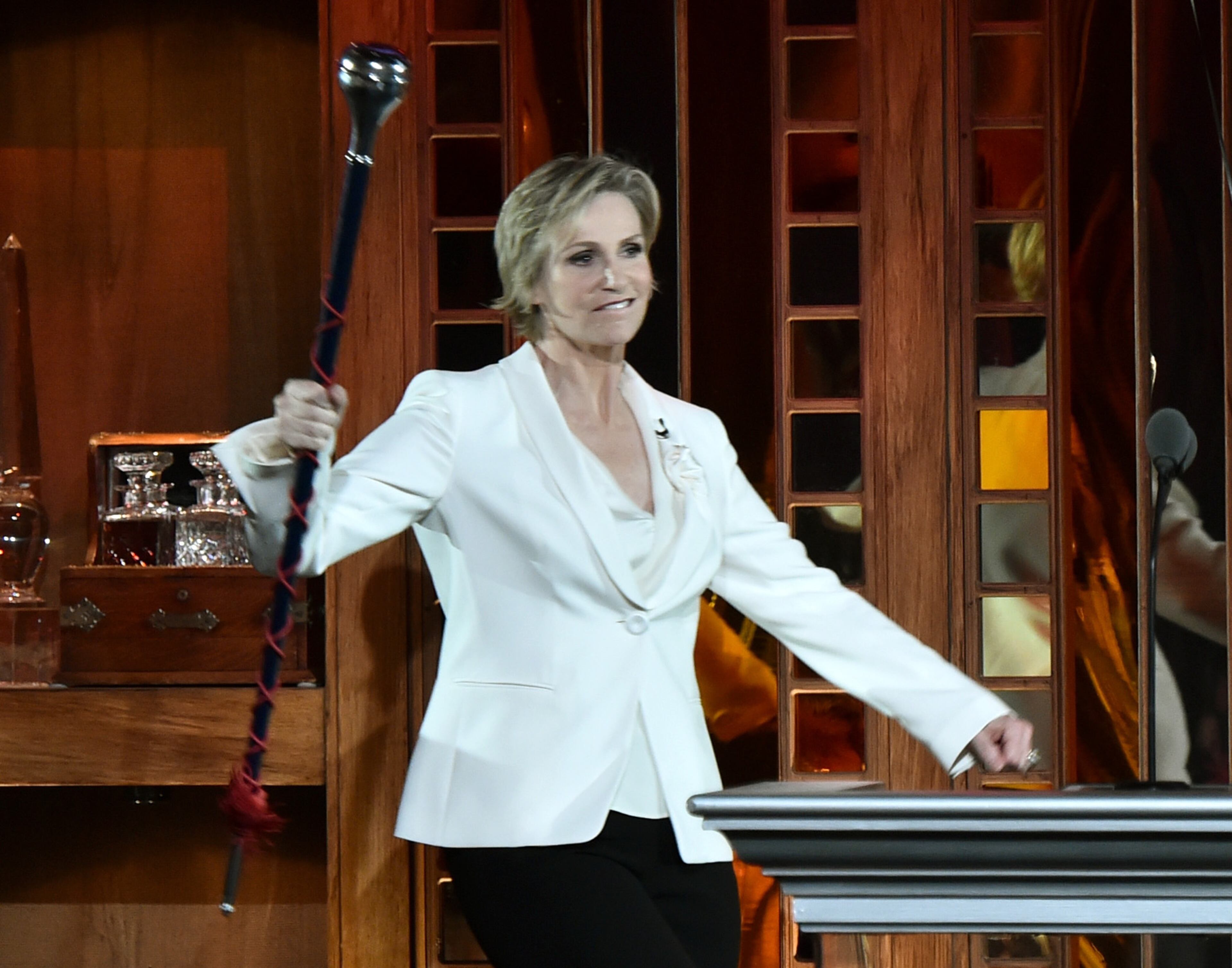 Host Jane Lynch performs onstage at the 68th Annual Directors Guild Of America Awards at the Hyatt Regency Century Plaza on February 6, 2016 in Los Angeles, California. (Photo by Alberto E. Rodriguez/Getty Images for DGA)