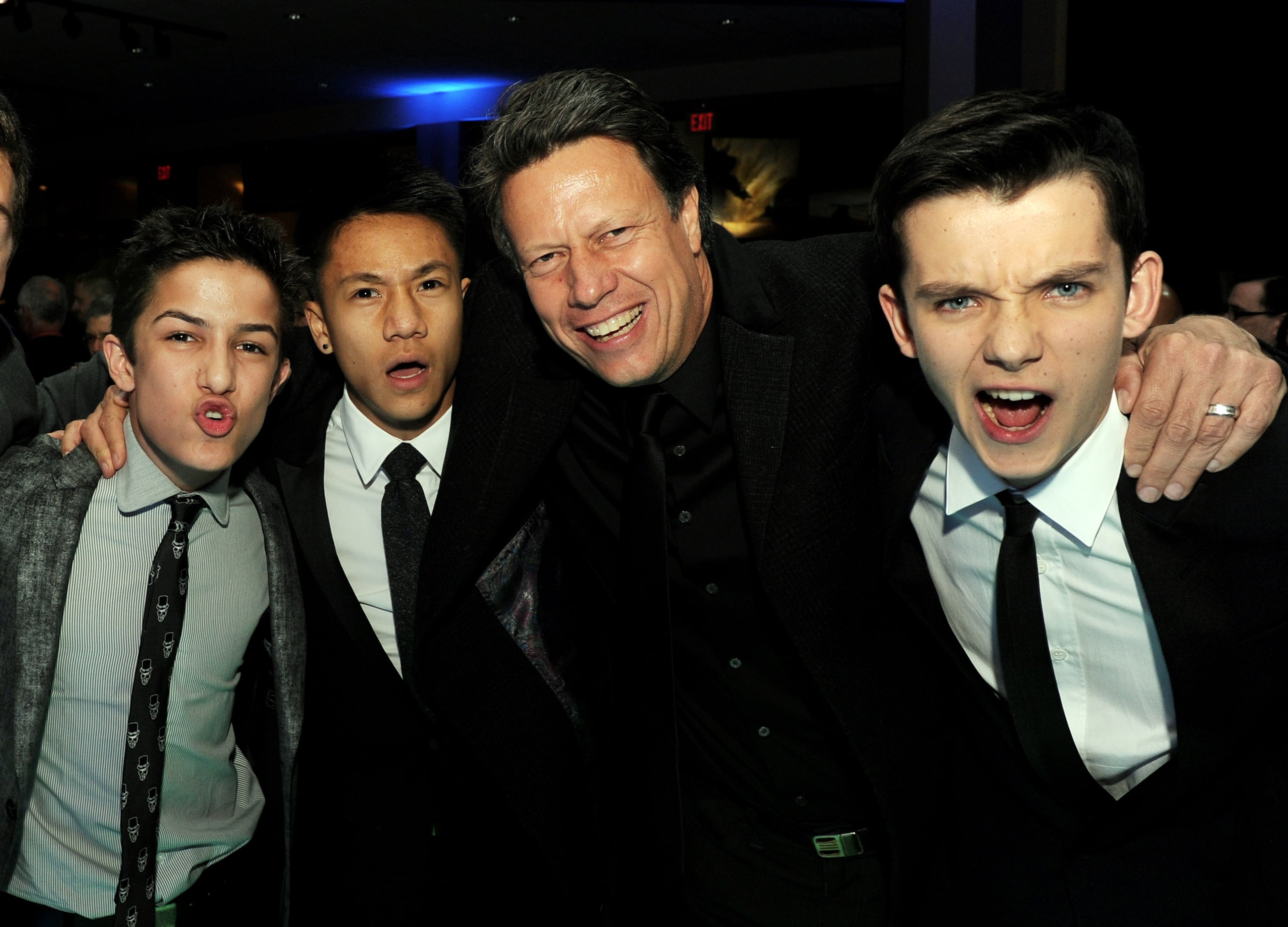 (L-R) Actors Aramis Knight, Brandon Soo Hoo, director Gavin Hood and actor Asa Butterfield pose at the after party for the premiere of Summit Entertainment's "Ender's Game" at The Annix on October 28, 2013 in Los Angeles, California. (Photo by Kevin Winter/Getty Images)