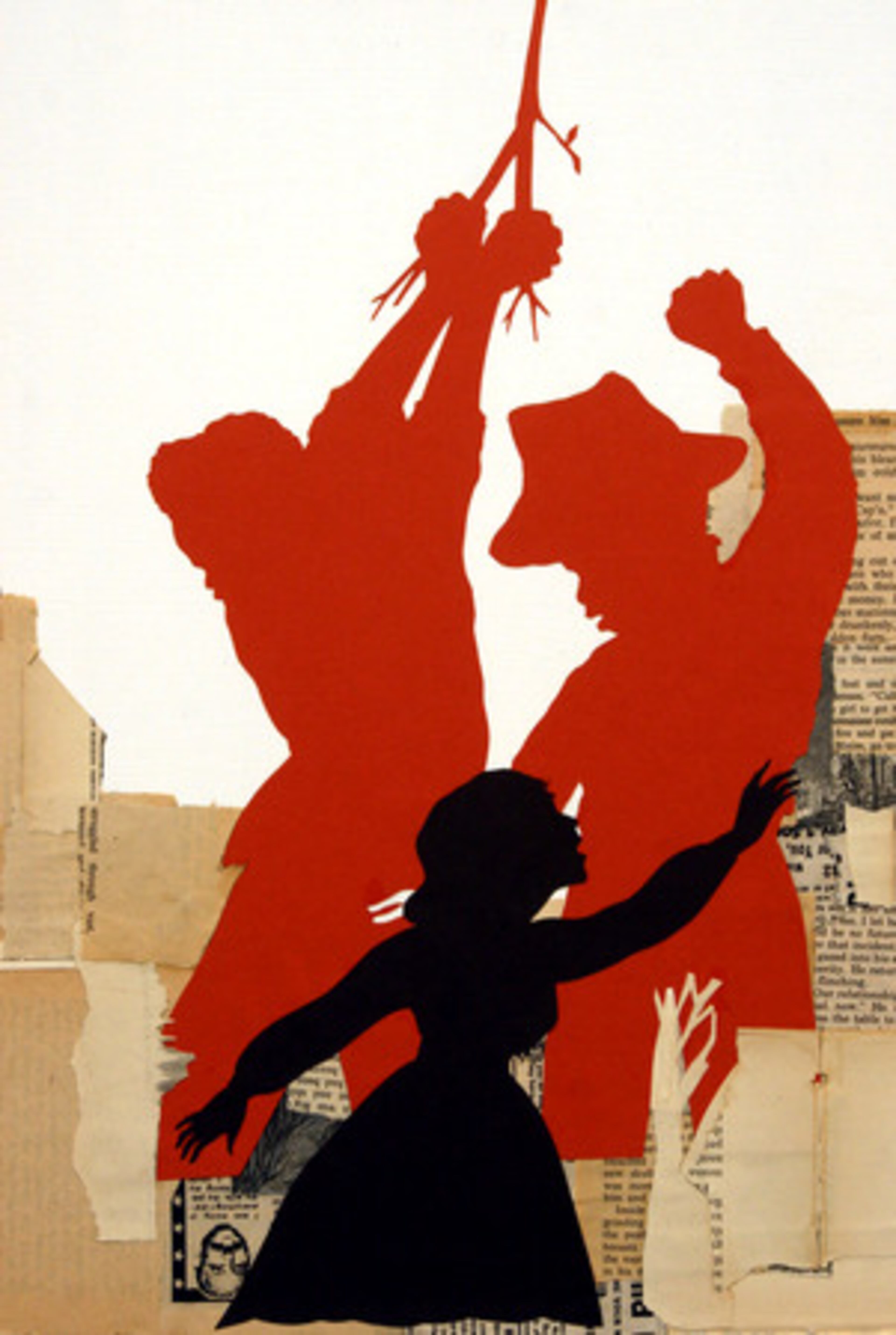 A master of irony, Walker conveys the barbarity of racism, exemplified in the lynching depected in this detail of 'Divining Rod,' in the seductively beautiful language of this silhouette.