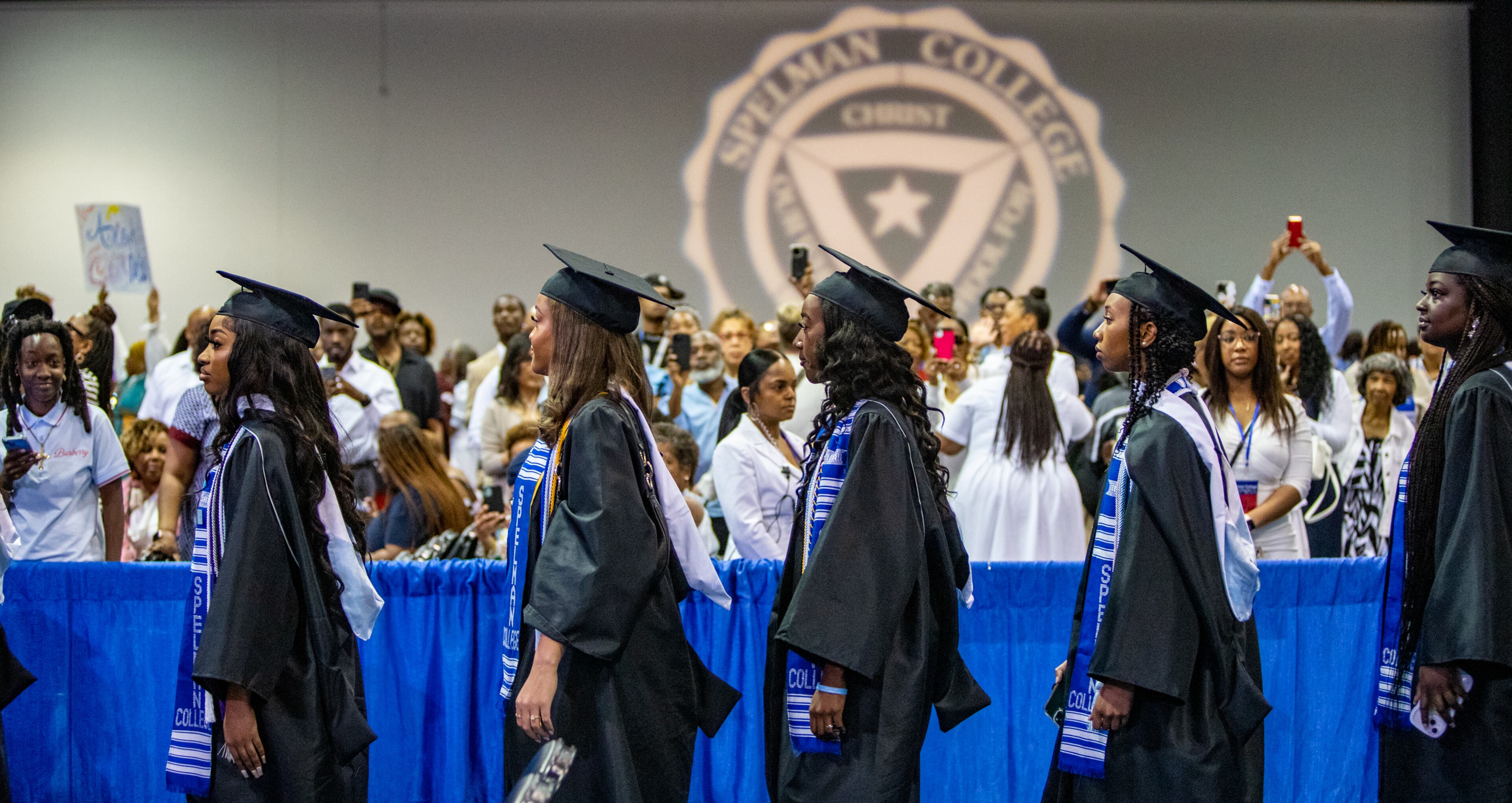 Spelman College commencement begins with the ceremonial procession at the Georgia International Convention Center on Sunday, May 21, 2023. Nikole Hannah-Jones, a Pulitzer Prize-winning reporter covering racial injustice for The New York Times Magazine and creator of the landmark The 1619 Project. (Jenni Girtman for The Atlanta Journal-Constitution)