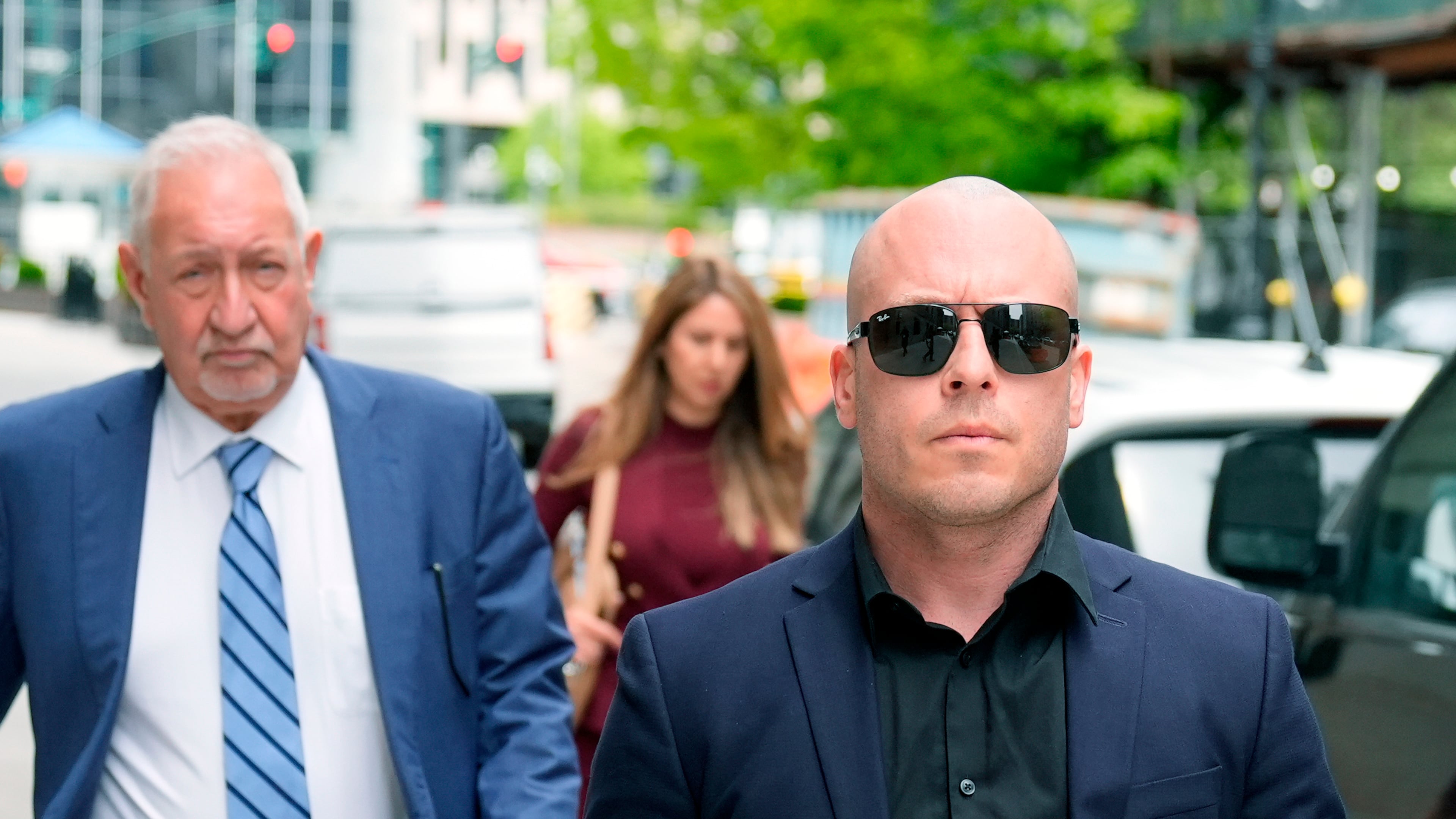 Gannon Ken Van Dyke, right, walks with his attorneys near a federal court building in New York on Tuesday, April 28, 2026. (AP Photo/Seth Wenig)