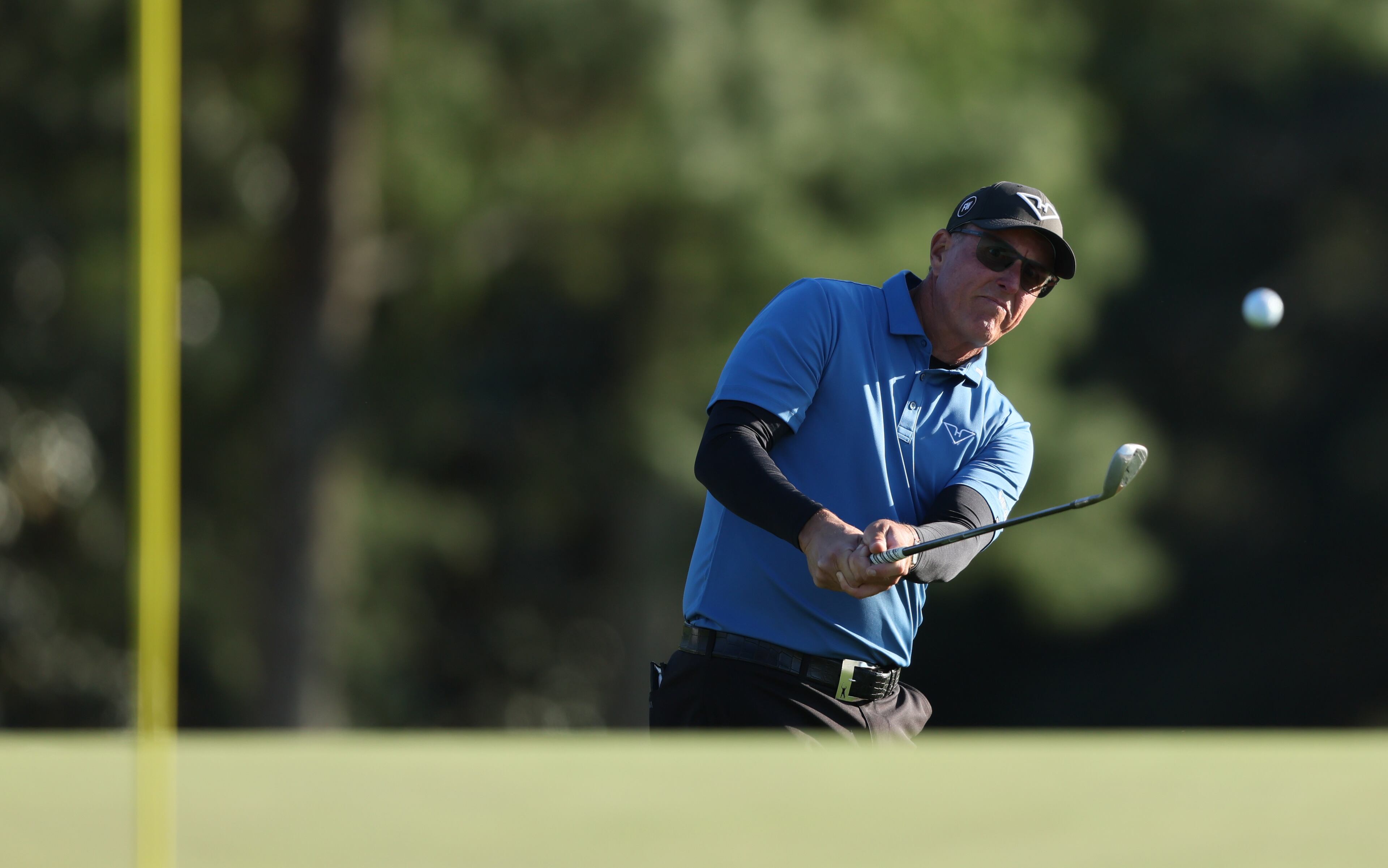 Phil Mickelson hits to the 18th green during second round of the 2024 Masters Tournament at Augusta National Golf Club, Friday, April 12, 2024, in Augusta, Ga. Jason Getz / Jason.Getz@ajc.com)