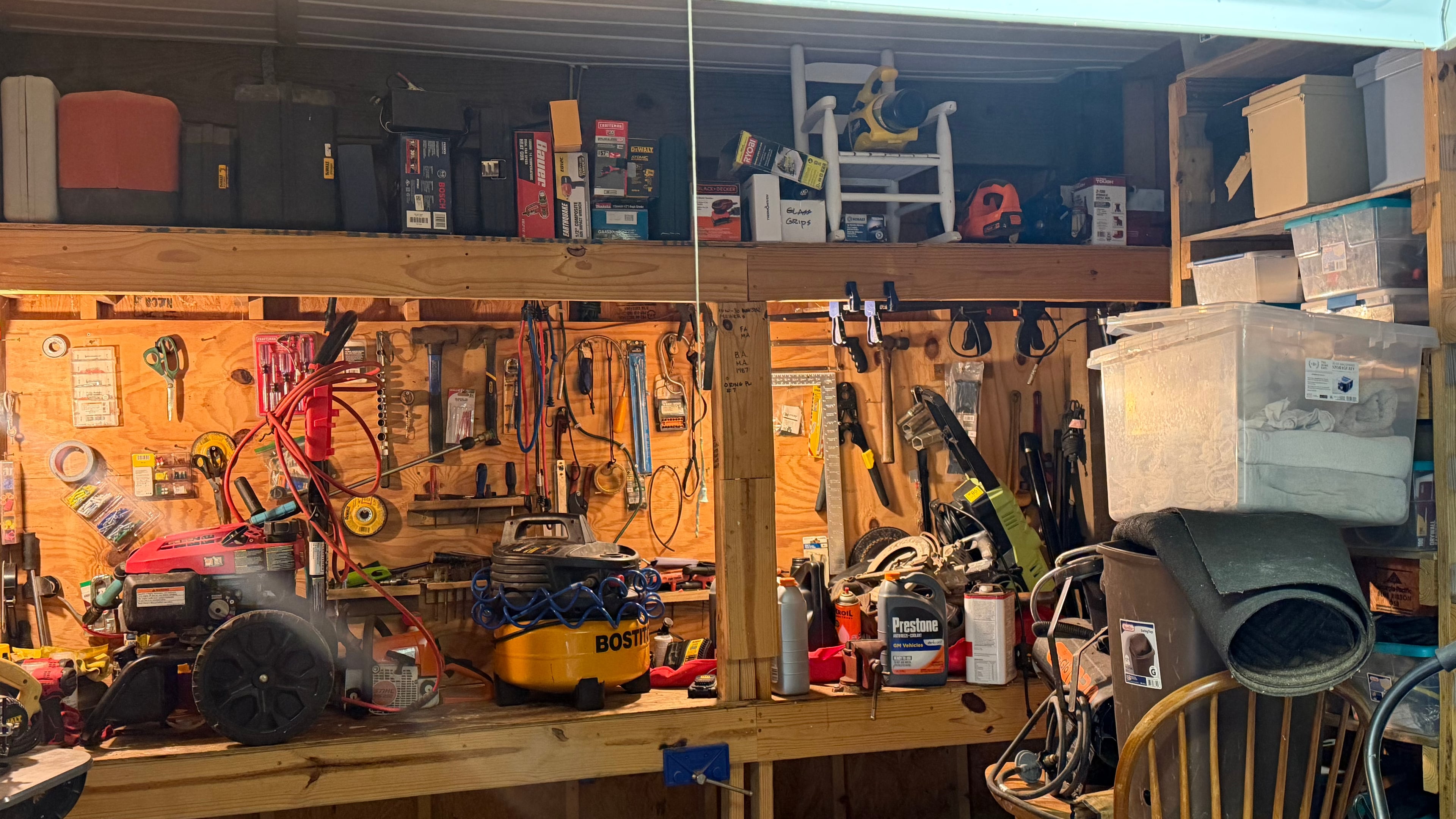 This photo taken with a smartphone and provided by Maranie Adams shows various belongings being stored on higher shelves ahead of the arrival of Tropical Storm Isaias on Wednesday, Oct. 7, 2026, in Gulf Shores, Ala. (Maranie Adams via AP)