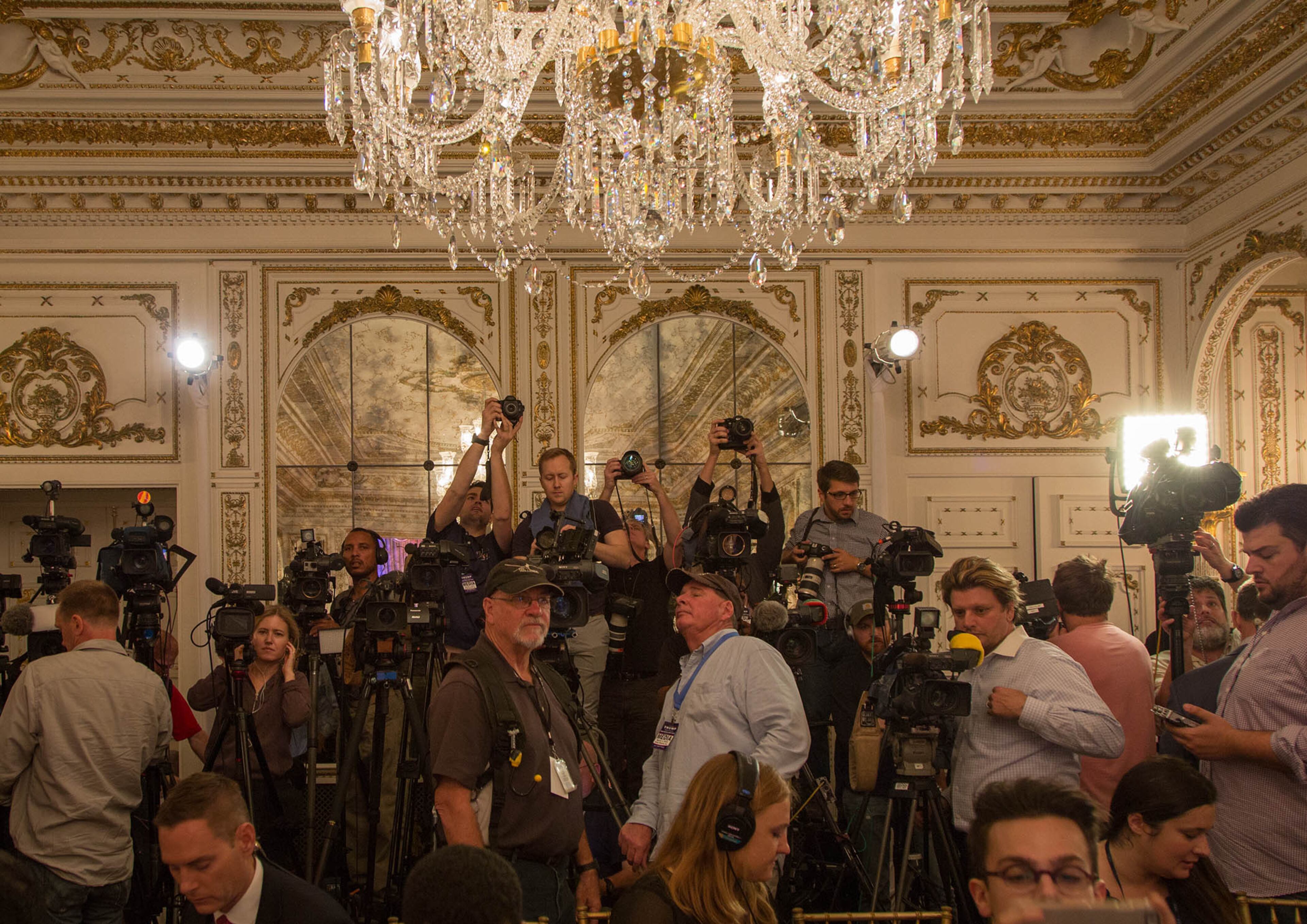 Photographers setup for a Donald J. Trump Super Tuesday press conference at Mar-A-Lago in Palm Beach, Florida on March 1, 2016. (Allen Eyestone / Daily News)