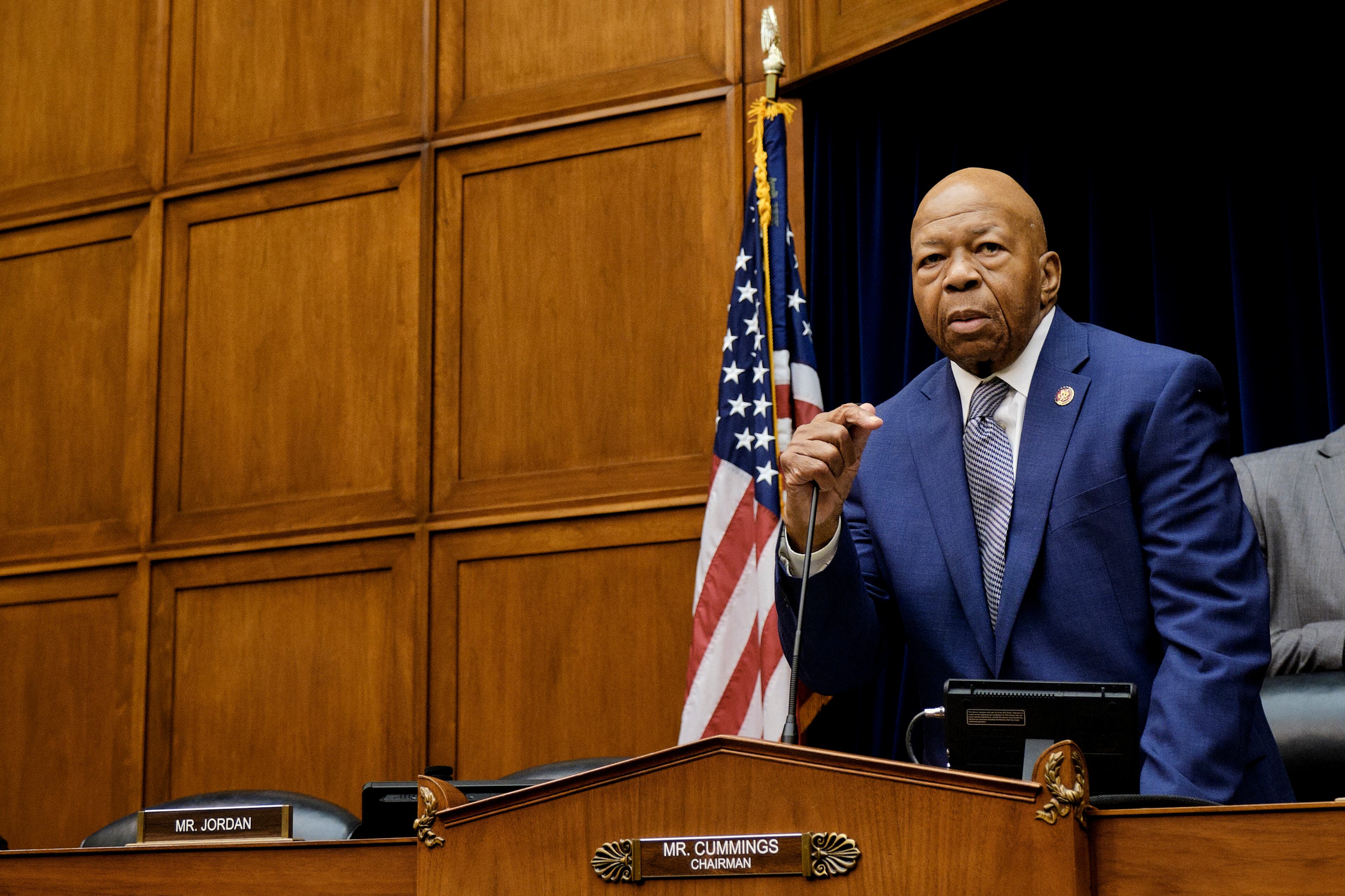 FILE -- Rep. Elijah Cummings (D-Md.), chairman of the House Oversight and Reform Committee, on Capitol Hill in Washington, June 12, 2019. President Trump denied on Sunday that his attacks on Cummings and his “disgusting, rat and rodent infested” district were racist even as he fired back at House Speaker Nancy Pelosi (D-Calif.) by targeting her district as well.