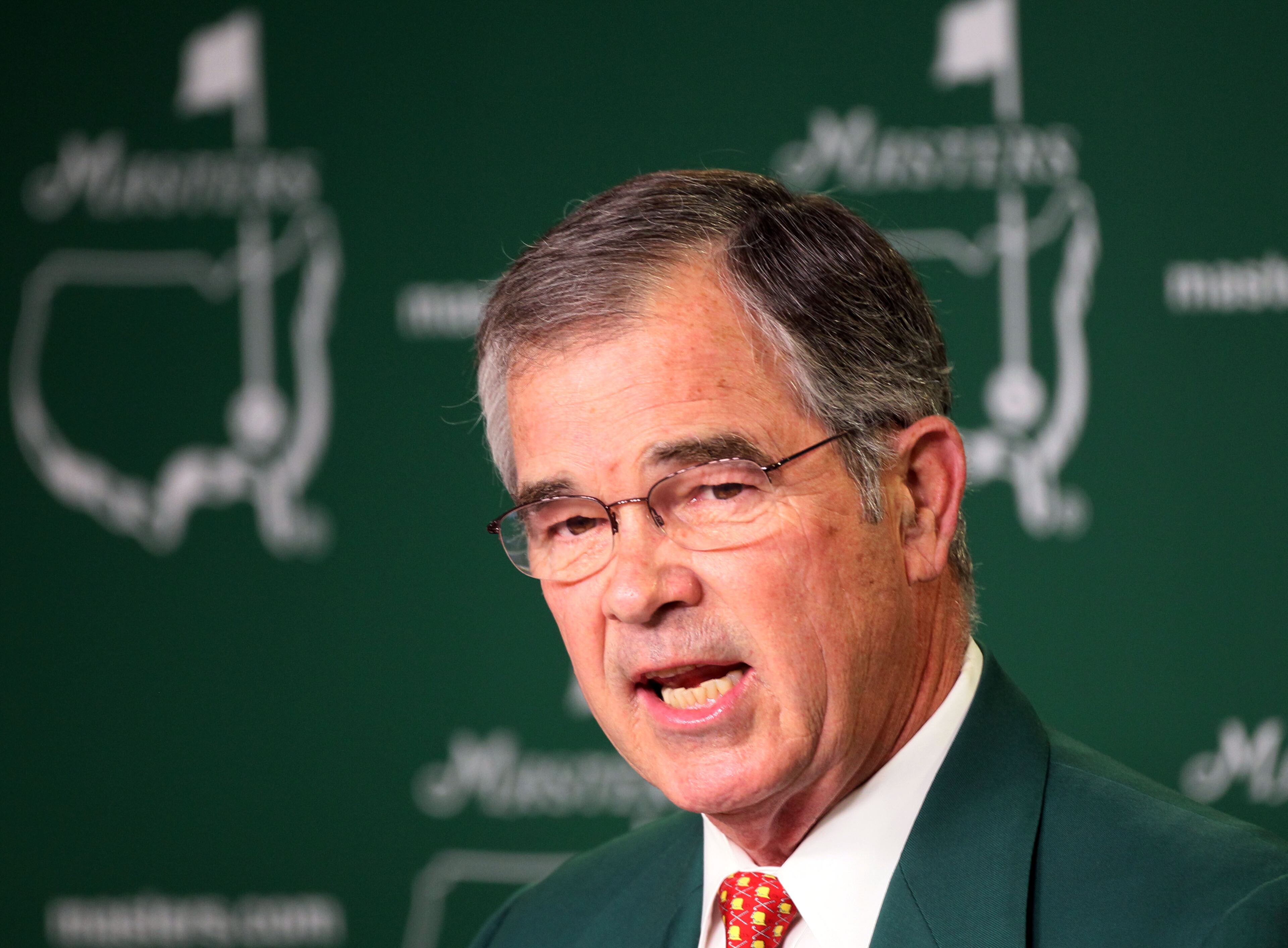 Augusta National Golf Club Chairman Billy Payne speaks at a press conference on April 10.