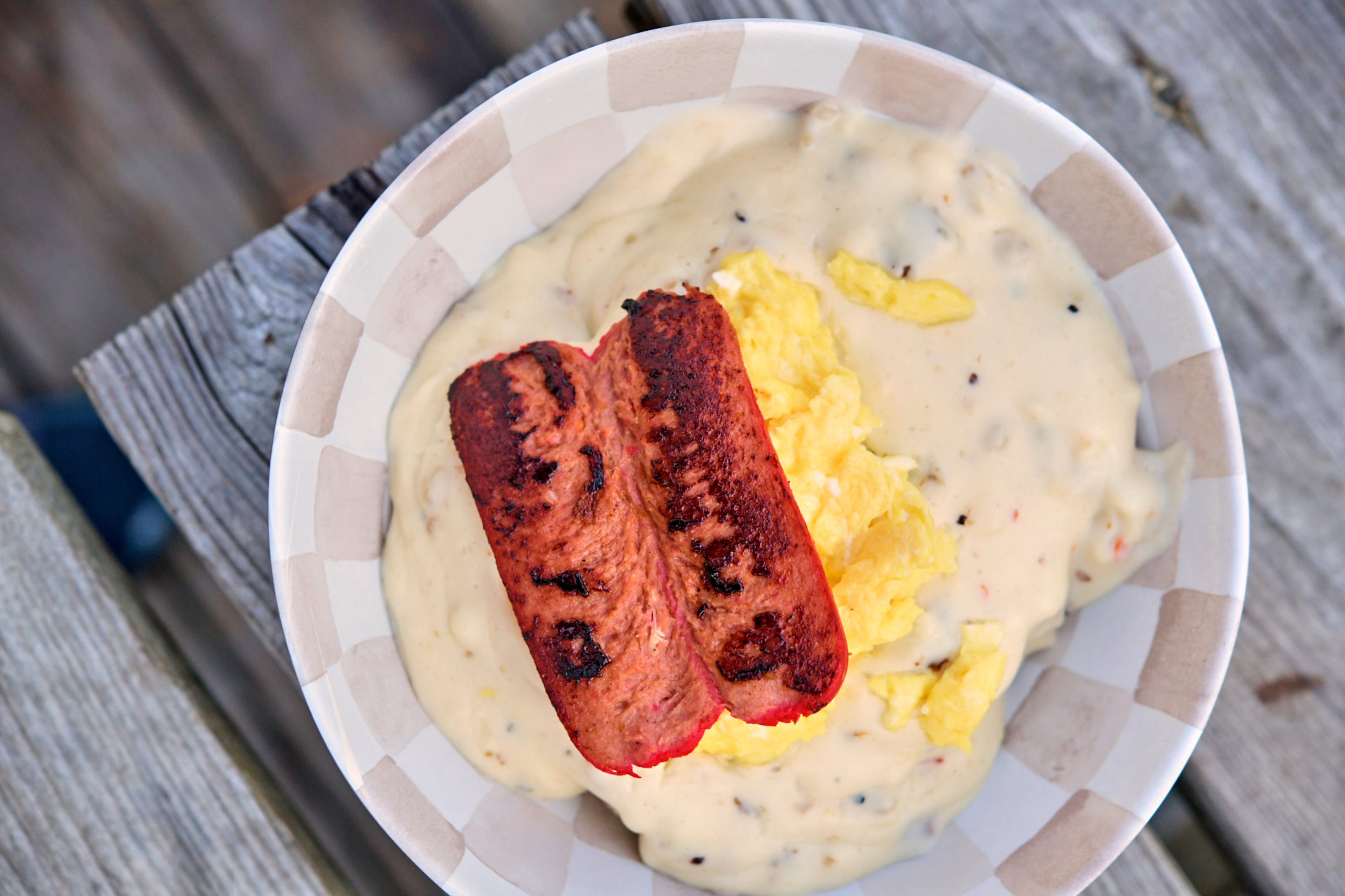 House-made bisquit and gravy with scrambled eggs and a Red Hot sausage link, at Hoochee's River Basket in Helen, GA
Photo taken on Tuesday October 8th, 2024 by Greg Rannells for The Atlanta Journal Constitution.
Slug: AAJC 120824 dg diners intro.