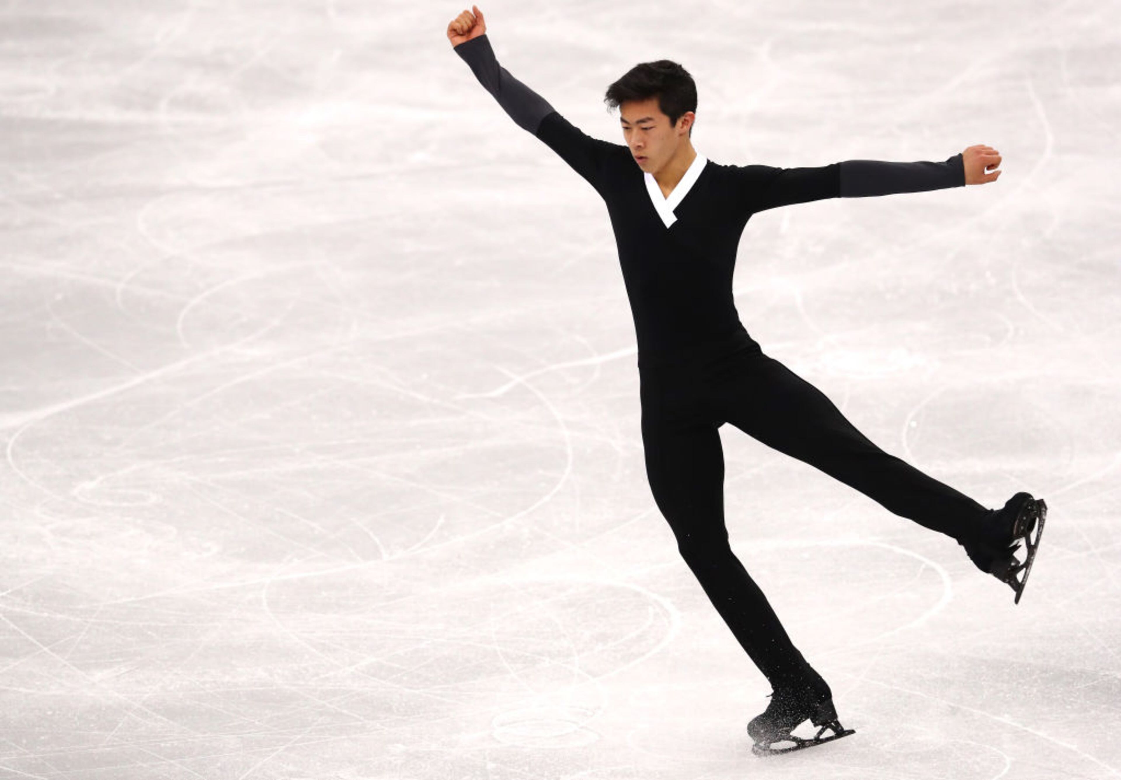 GANGNEUNG, SOUTH KOREA - FEBRUARY 17: Nathan Chen of the United States competes during the Men's Single Free Program on day eight of the PyeongChang 2018 Winter Olympic Games at Gangneung Ice Arena on February 17, 2018 in Gangneung, South Korea. (Photo by Dean Mouhtaropoulos/Getty Images)