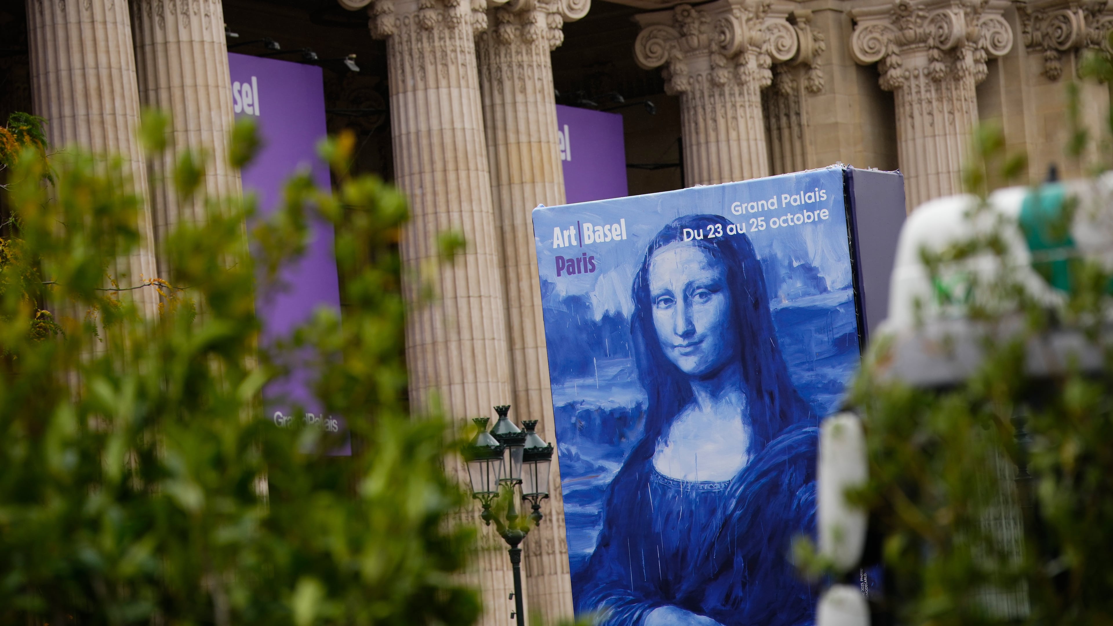 Paris' Grand Palais hosting Art Basel art fair is pictured Friday, Oct. 23, 2026 after planned anti-government protests prompted organizers to cancel their weekend program. (AP Photo/Teresa Suarez)