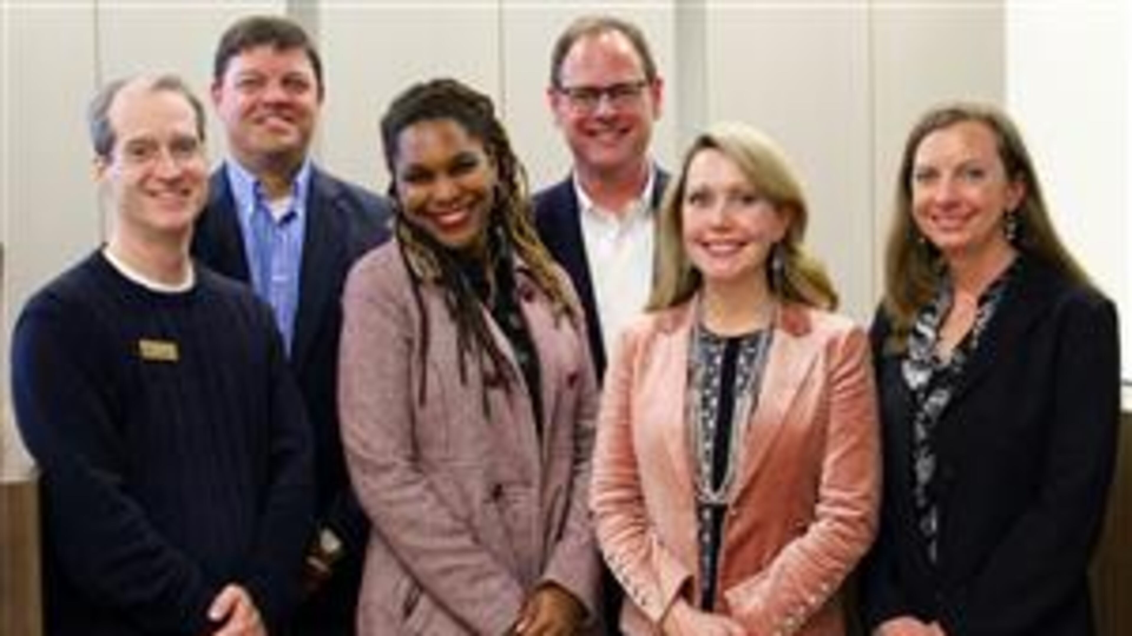 Decatur school board l-r: Garrett Goebel, David Dude (superintendent), Tasha White (co-chair), Lewis Jones (chair), Annie Caiola and Heather Tell. Courtesy City Schools Decatur