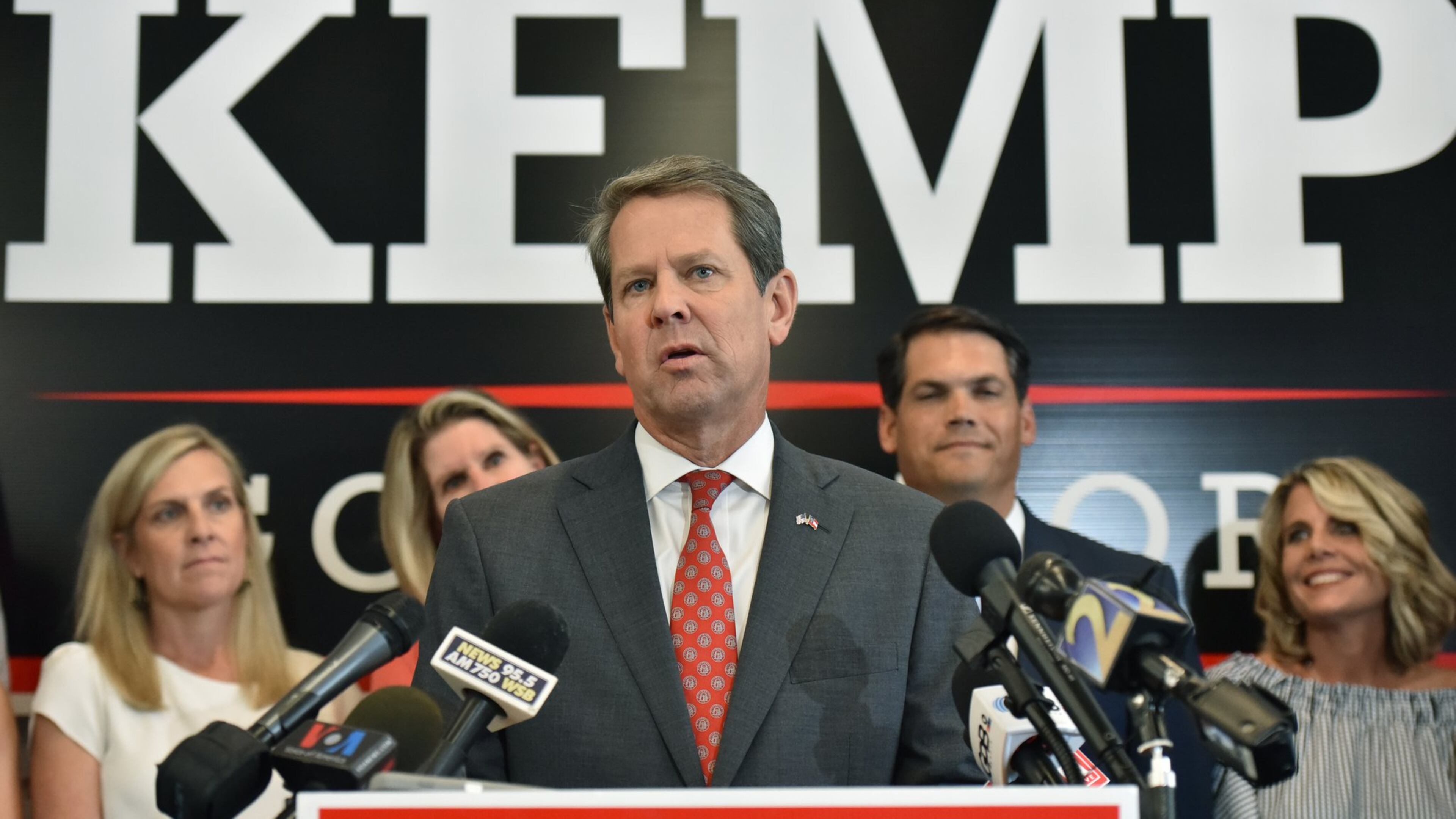 Republican nominee for governor Brian Kemp, speaking to reporters during a press conference at his campaign headquarters in Buckhead on Wednesday, Sept. 19, 2018, proposed a school counselor in all 343 state public high schools; one-time funding for schools to spend as they see fit; and a school safety division in the Georgia Department of Education. HYOSUB SHIN / HSHIN@AJC.COM
