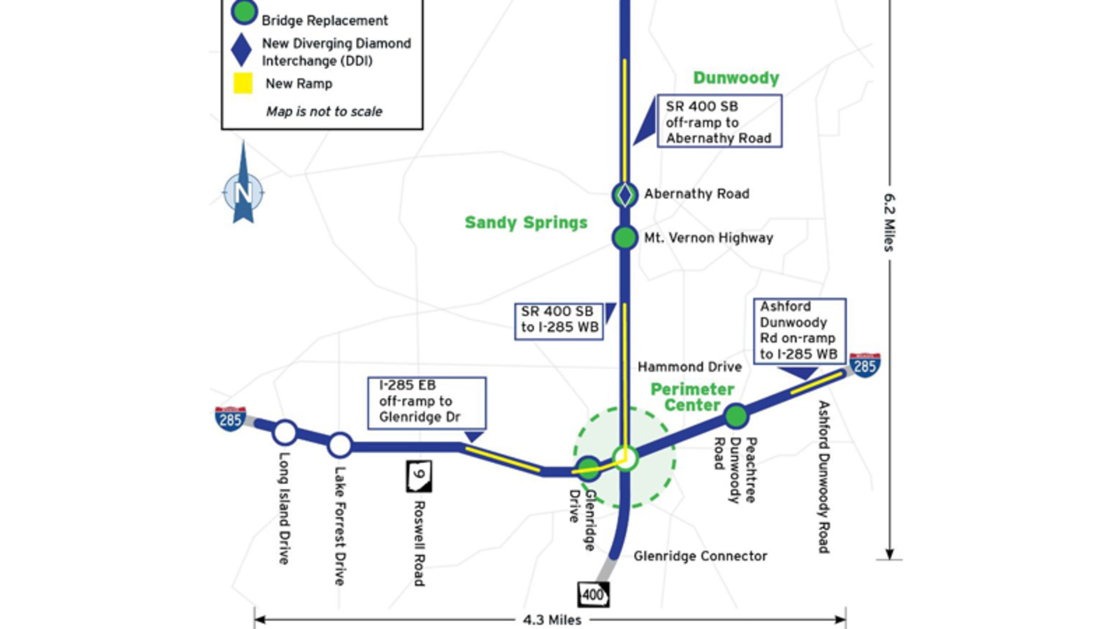New exit and entrance ramps are scheduled to open through December as part of the continuing reconstruction of the Ga. 400/I-285 interchange in the Perimeter area of North Fulton and DeKalb counties.