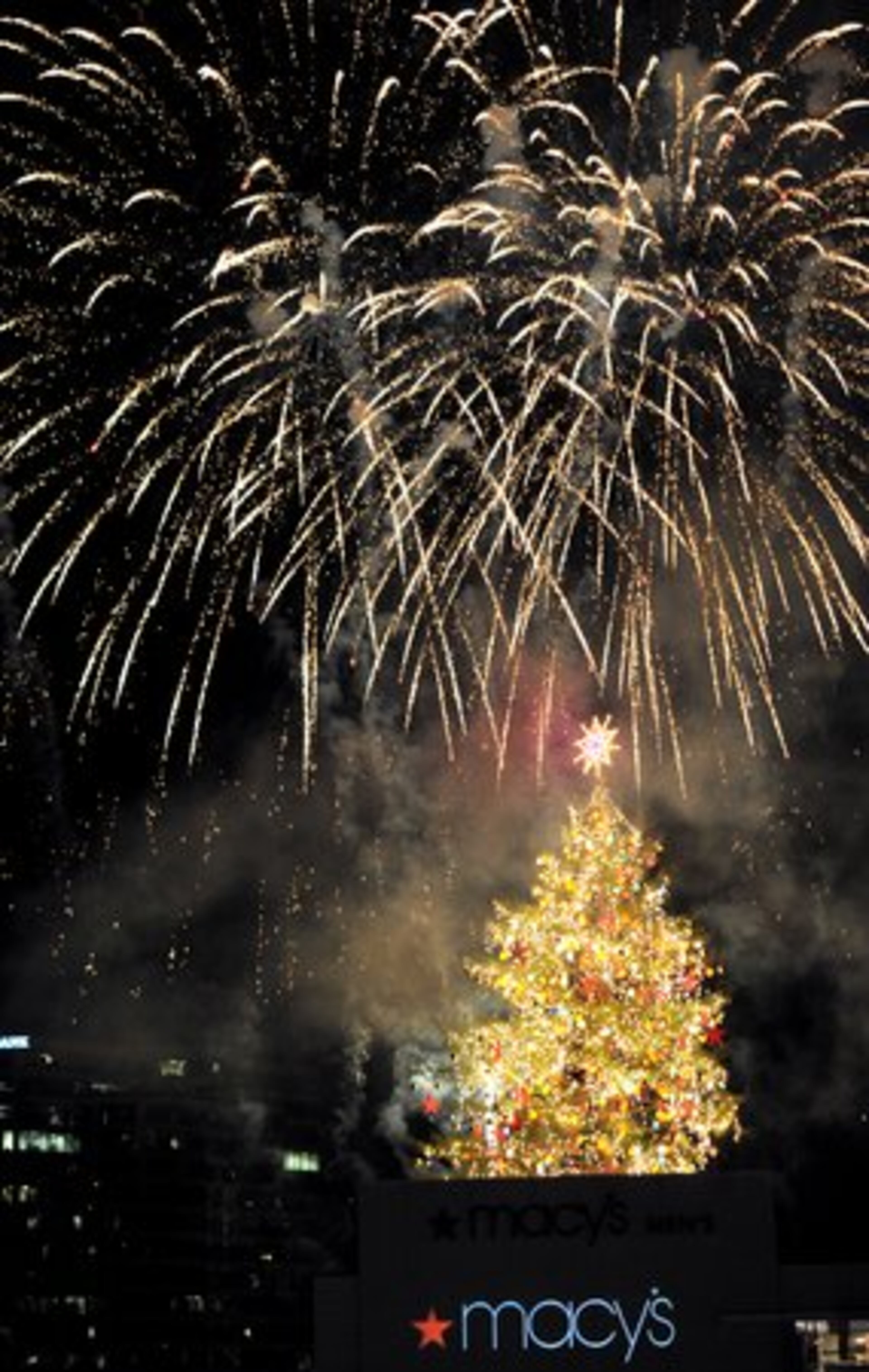 Fireworks go off after the Macy's Great Tree Lighting at Lenox Square Mall on Thursday, November 24, 2011. Te tradition, now in its 64th year, was begun by the Rich's store. This year's tree is a 70-foot white pine that weighs approximately 12,000 pounds and is estimated to be 45 years old. Its decor package includes 100 Macy's stars and 100 white snowflakes along with 1,200 multi-colored metallic basketball-sized ornaments.