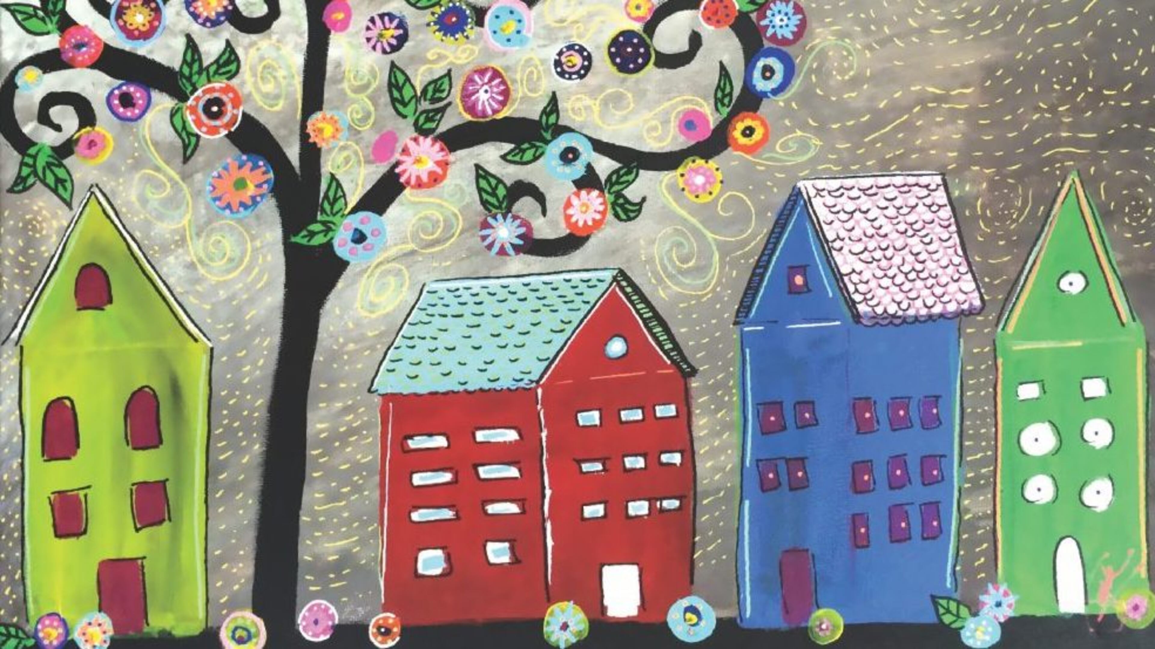 Artwork of homes created by a St. Jude patient. (Courtesy St. Jude Children's Hospital)
