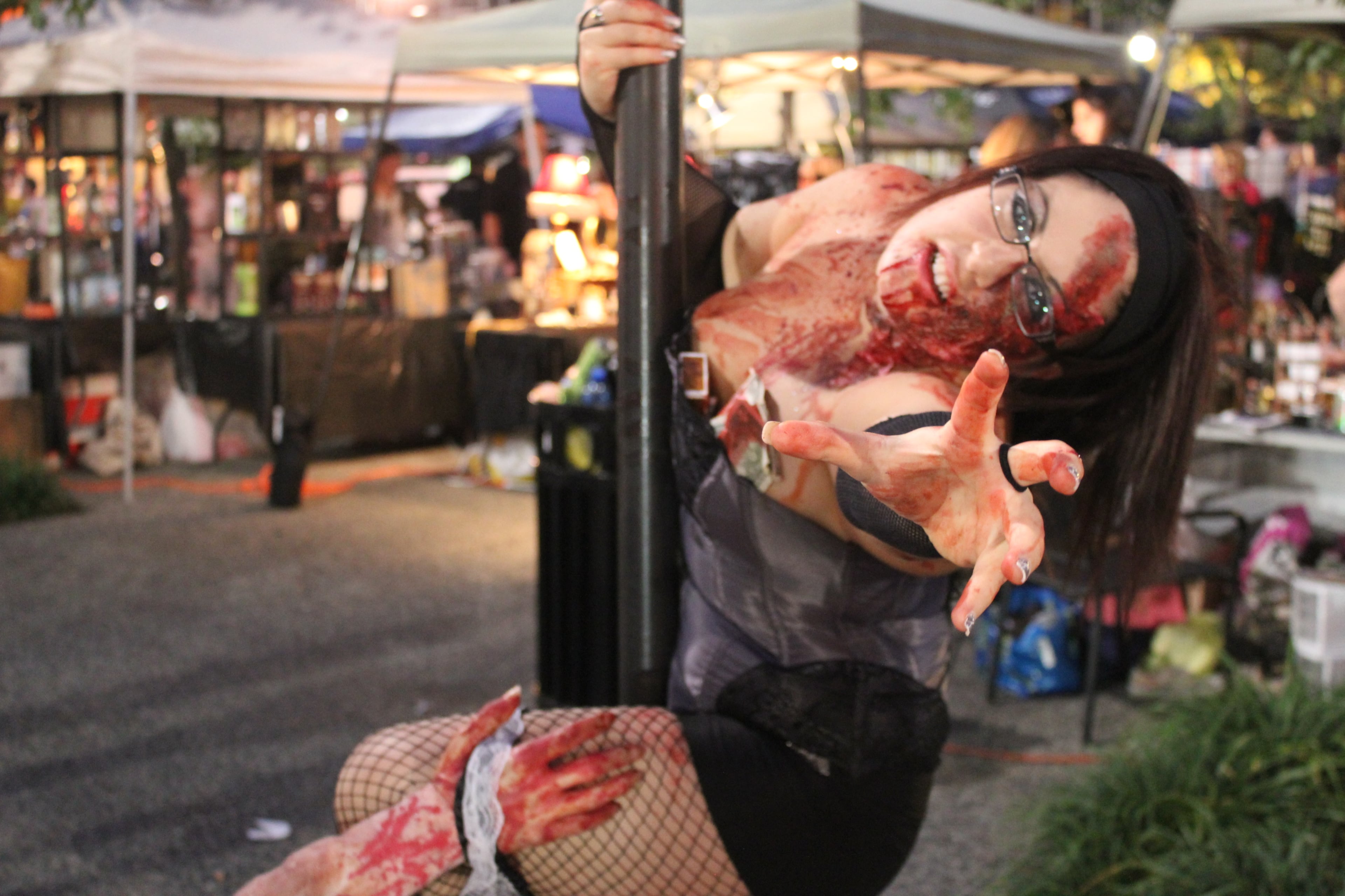 Gina Malta dances like a zombie.