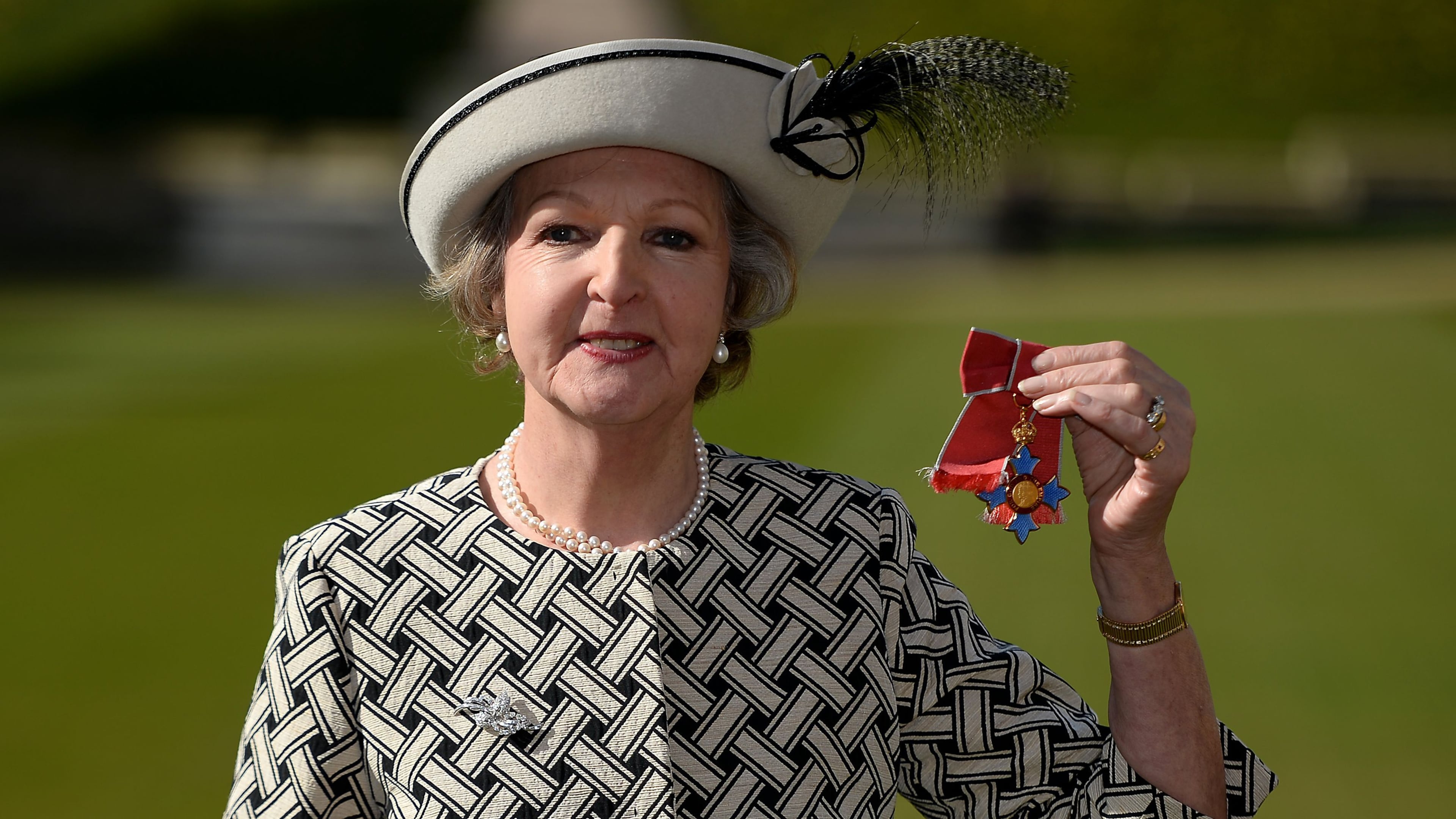 FILE - Dame Penelope Keith after she was made a Dame Commander for services to the Arts and to charity during an Investiture ceremony at Windsor Castle, England, July 3, 2014. (Andrew Matthews/PA via AP, File)