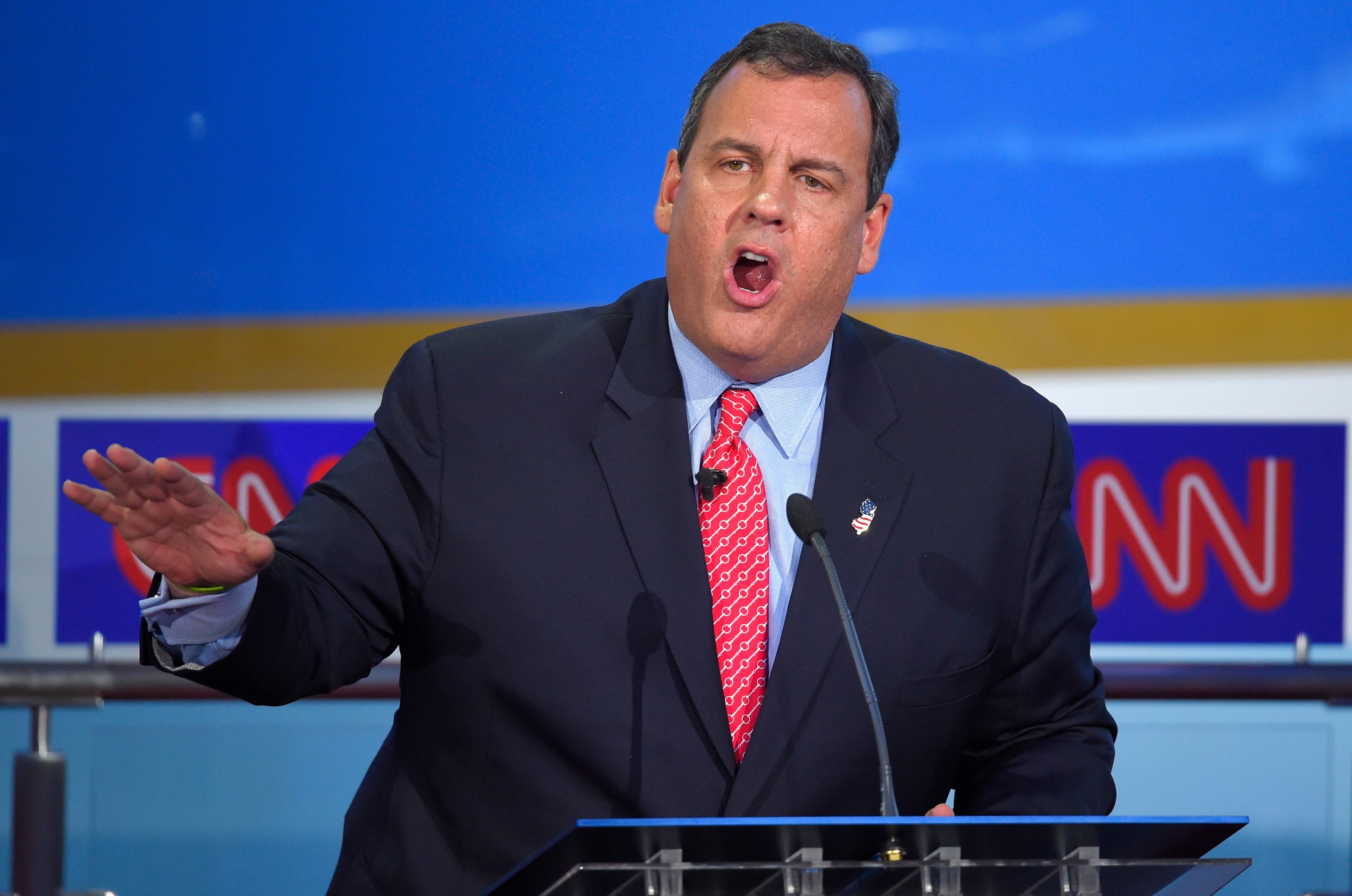 Republican presidential candidate, New Jersey Gov. Chris Christie speaks during the CNN Republican presidential debate at the Ronald Reagan Presidential Library and Museum on Wednesday, Sept. 16, 2015, in Simi Valley, Calif. (AP Photo/Mark J. Terrill)