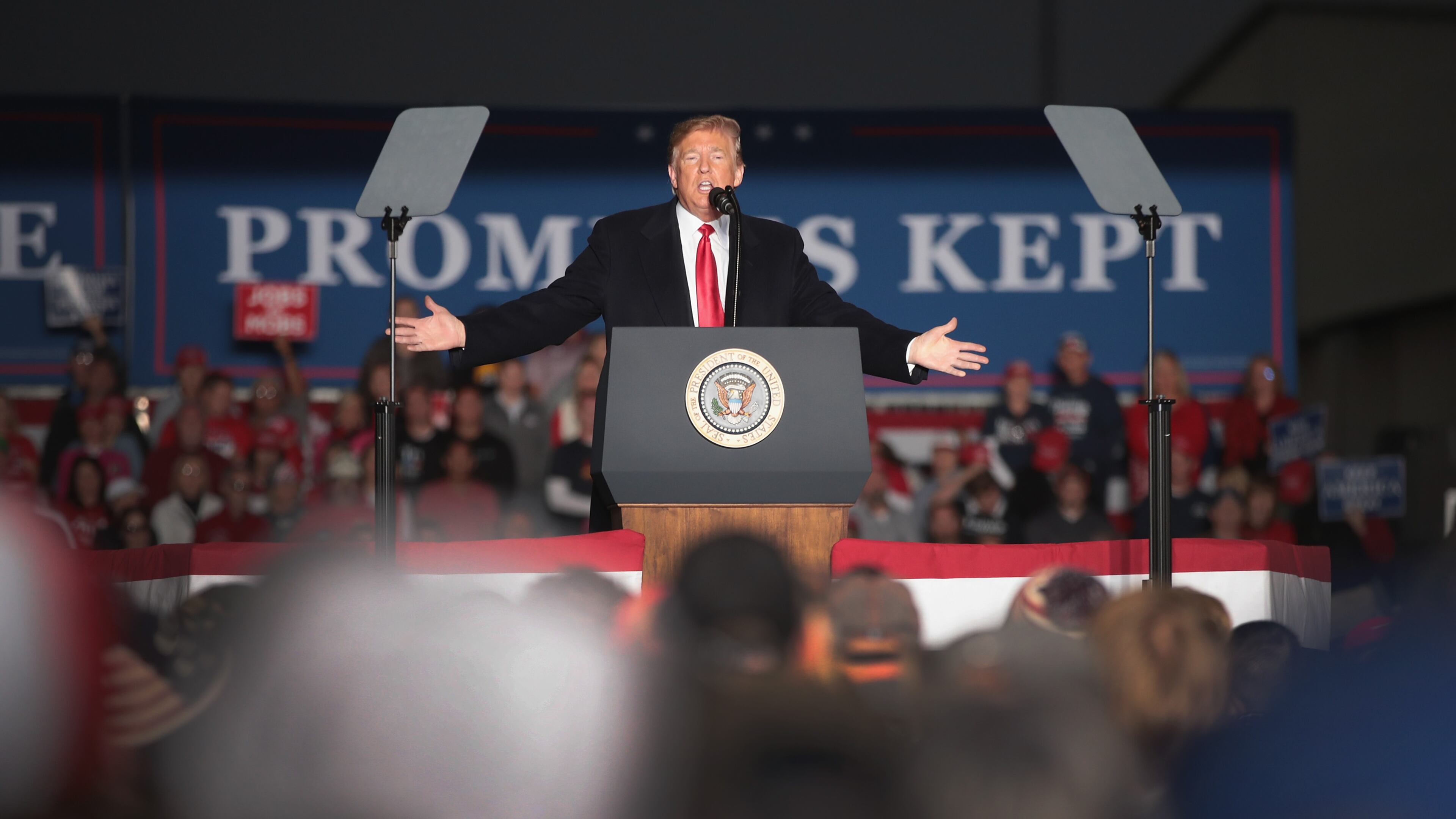 President Donald Trump speaks to supporters during a rally at the Southern Illinois Airport on Oct. 27 in Murphysboro, Ill. (Photo by Scott Olson/Getty Images)