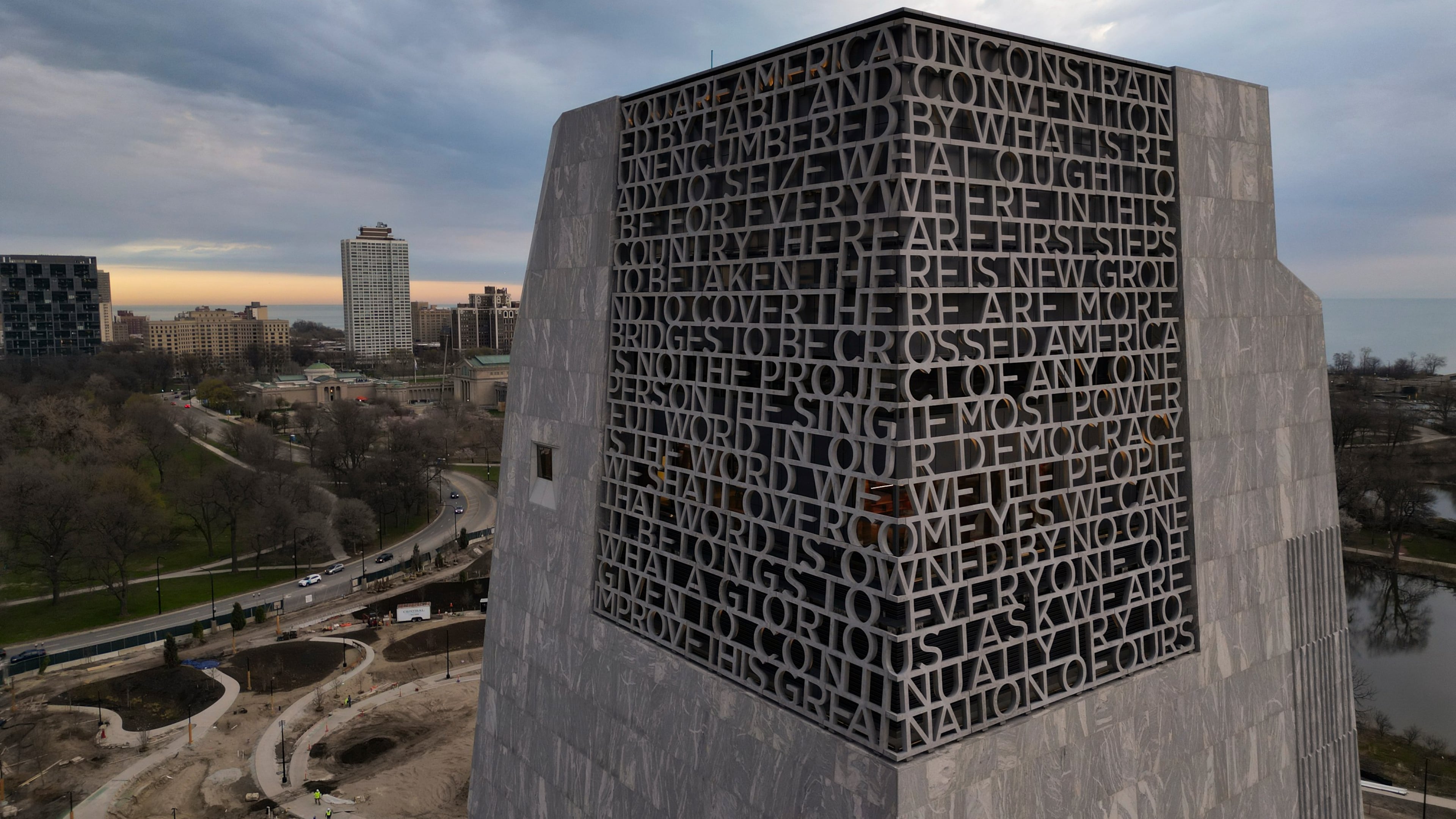 The Obama Presidential Center is seen Thursday, April 9, 2026, in Chicago. (AP Photo/Erin Hooley)