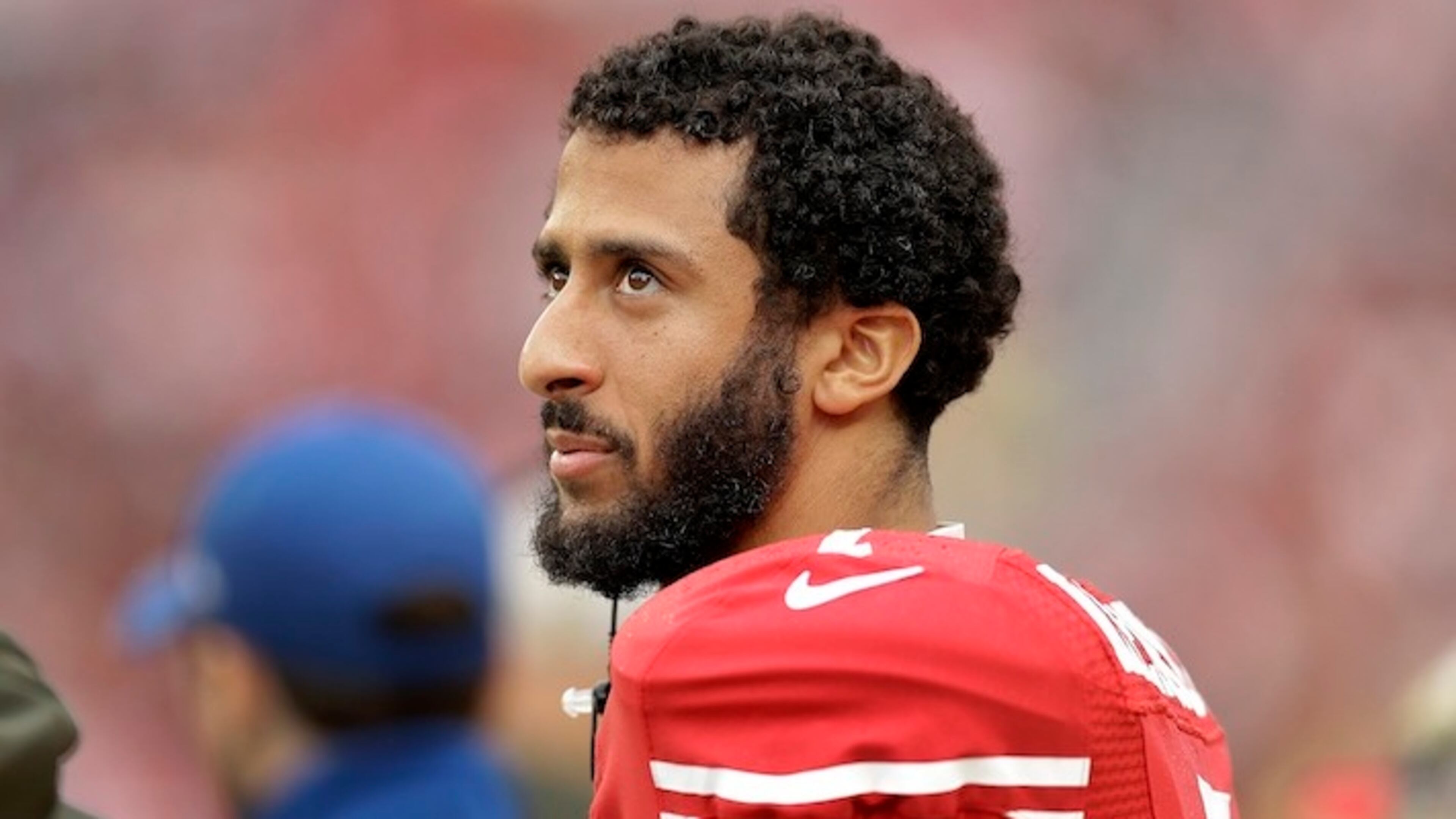 FILE - In this Nov. 8, 2015, file photo, San Francisco 49ers quarterback Colin Kaepernick (7) stands on the sideline during the first half of an NFL football game against the Atlanta Falcons in Santa Clara, Calif. 49ers quarterback Colin Kaepernick has a torn ligament in the thumb on his throwing hand and surgery has been recommended. That could happen as soon as this week once he receives a second opinion on the injury. (AP Photo/Ben Margot, File)