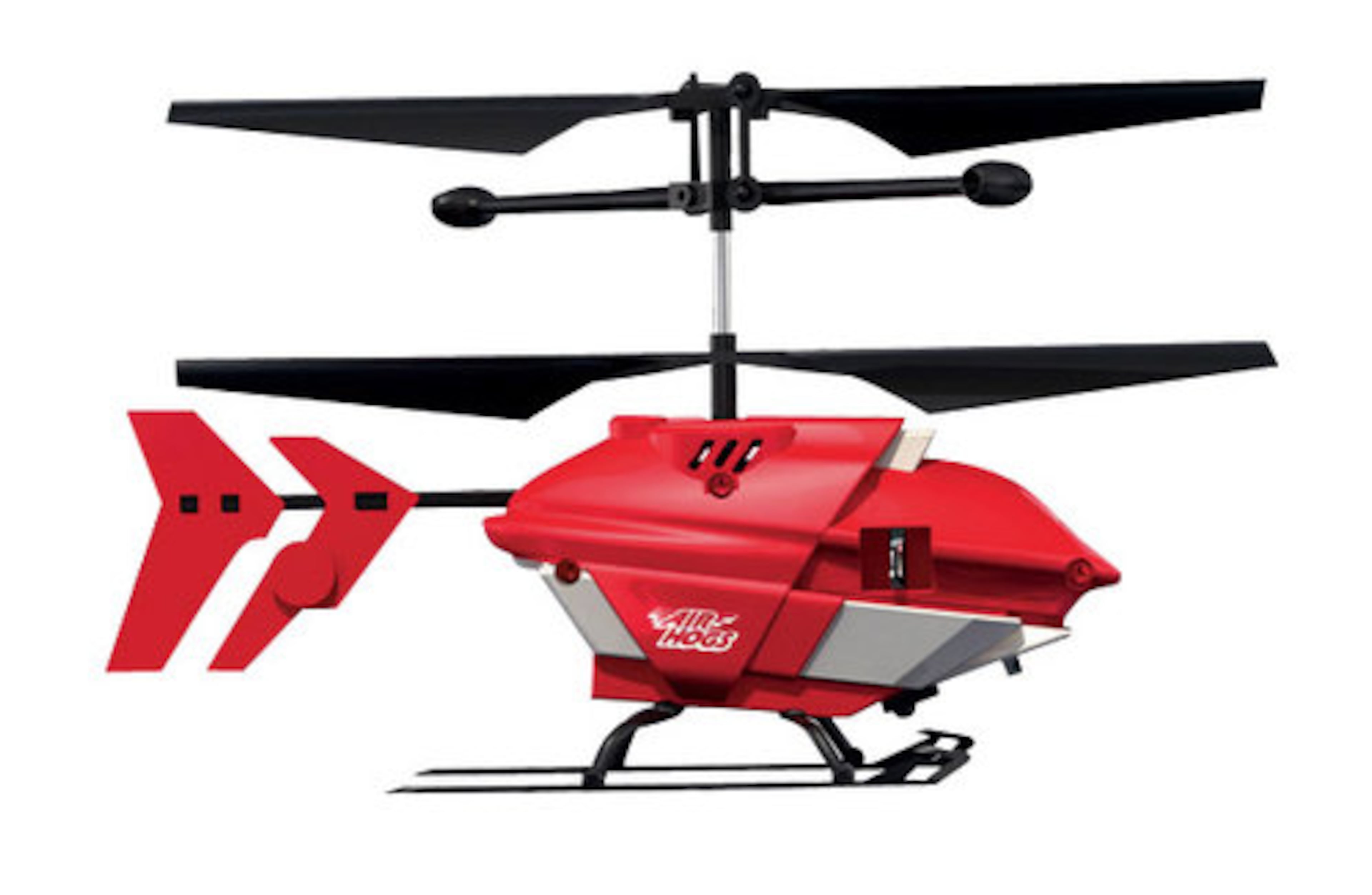 Less than 4-inches long, 2.56-inches high and less than one inch wide, this small radio-controlled helicopter -- Air Hogs Pocket Copter" from Spin Master" -- takes flight right from the palm of a hand. This Toys"R"Us exclusive chopper features two rotors and trim control, while its hard-plastic, crash-resistant body provides durability. The packaging converts into a charger and carrying case. 6 "AA" and 3 "AAA" batteries required (not included). Ages 10 years and up.