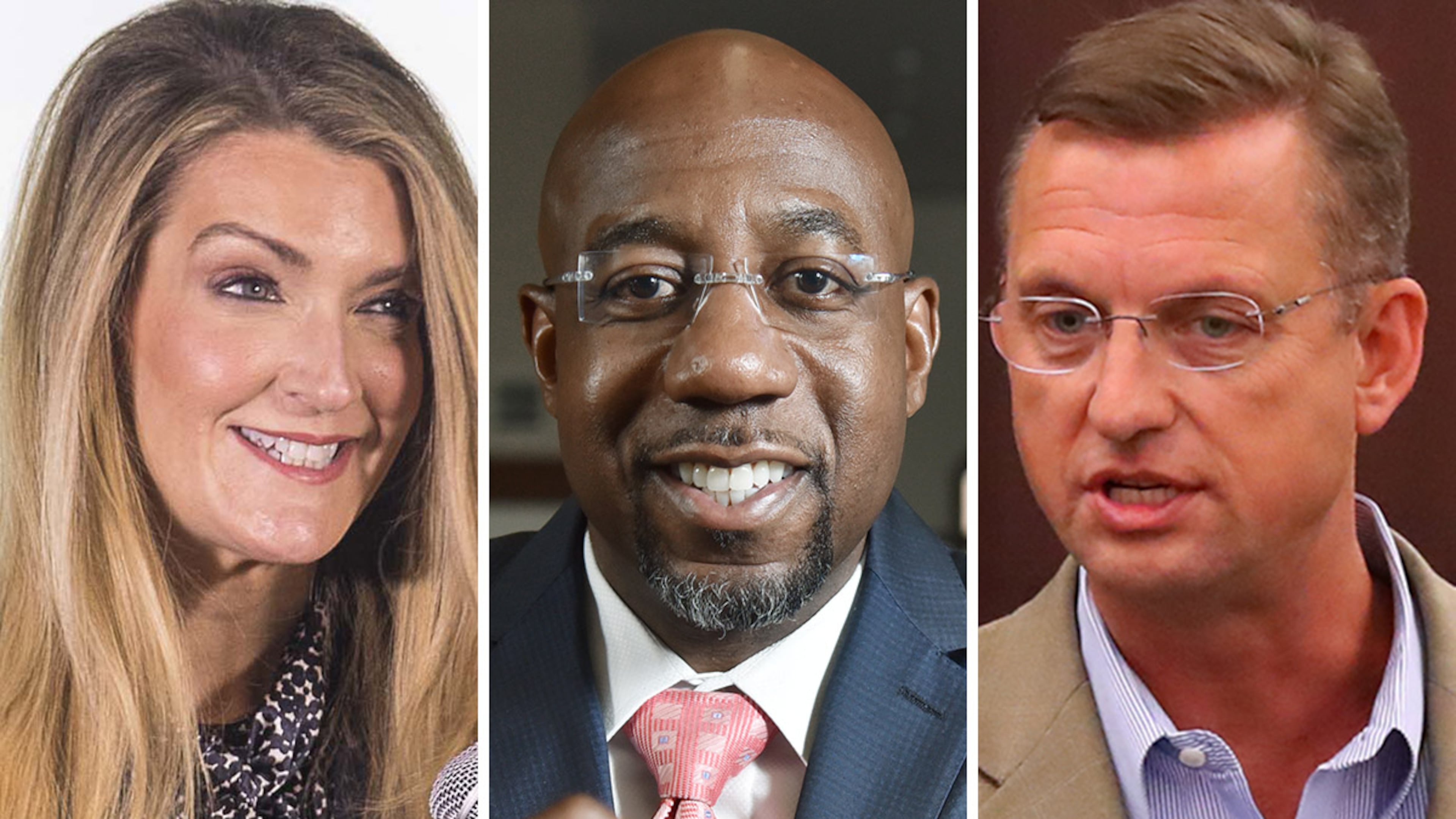 U.S. Sen. Kelly Loeffler (from left to right), Rev. Raphael Warnock of Ebenezer Baptist Church and U.S. Rep. Doug Collins.