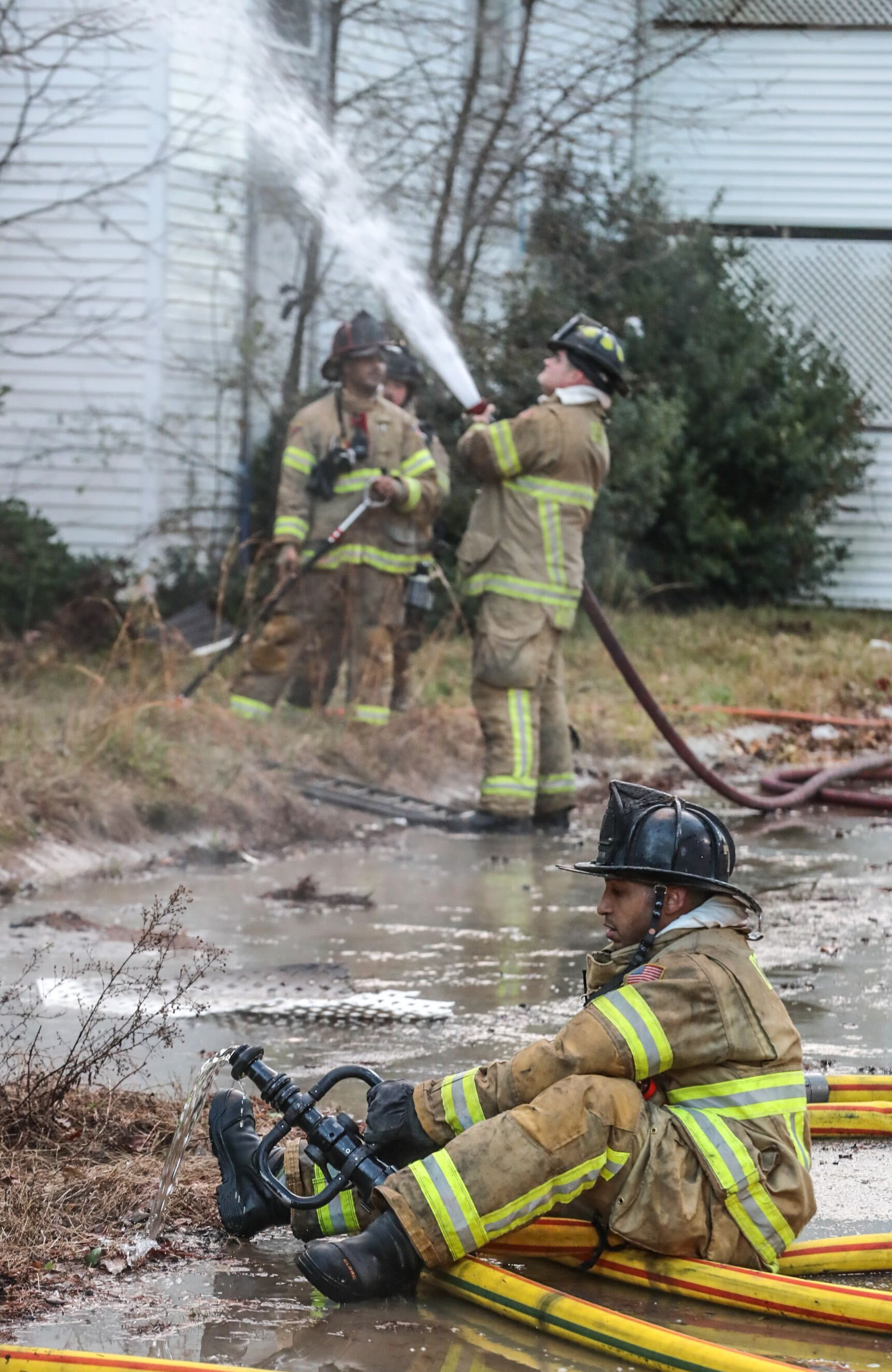 Crews battled a blaze Monday at a DeKalb complex where they have been called out to several times over the years.
