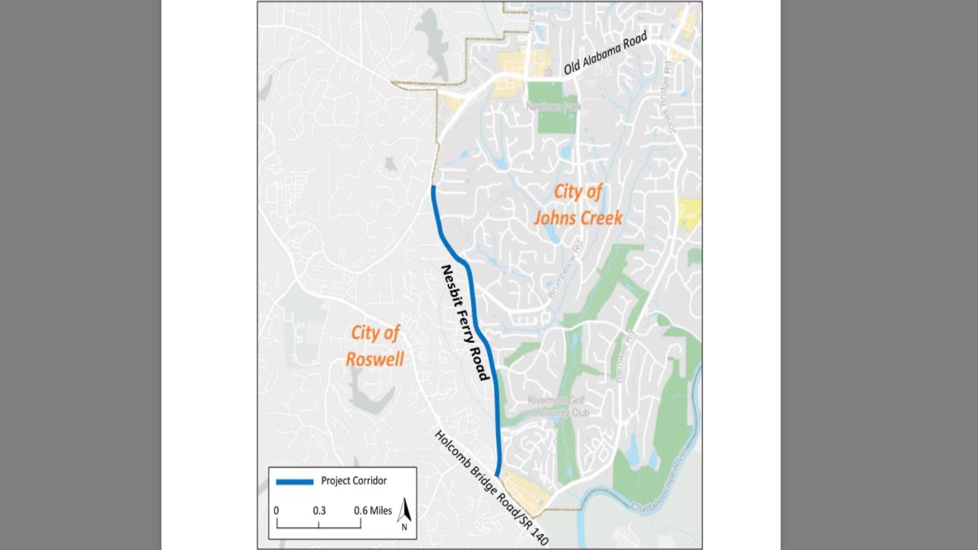 Johns Creek recently approved an engineering contract for the Nesbit Ferry Road corridor improvements. COURTESY CITY OF JOHNS CREEK