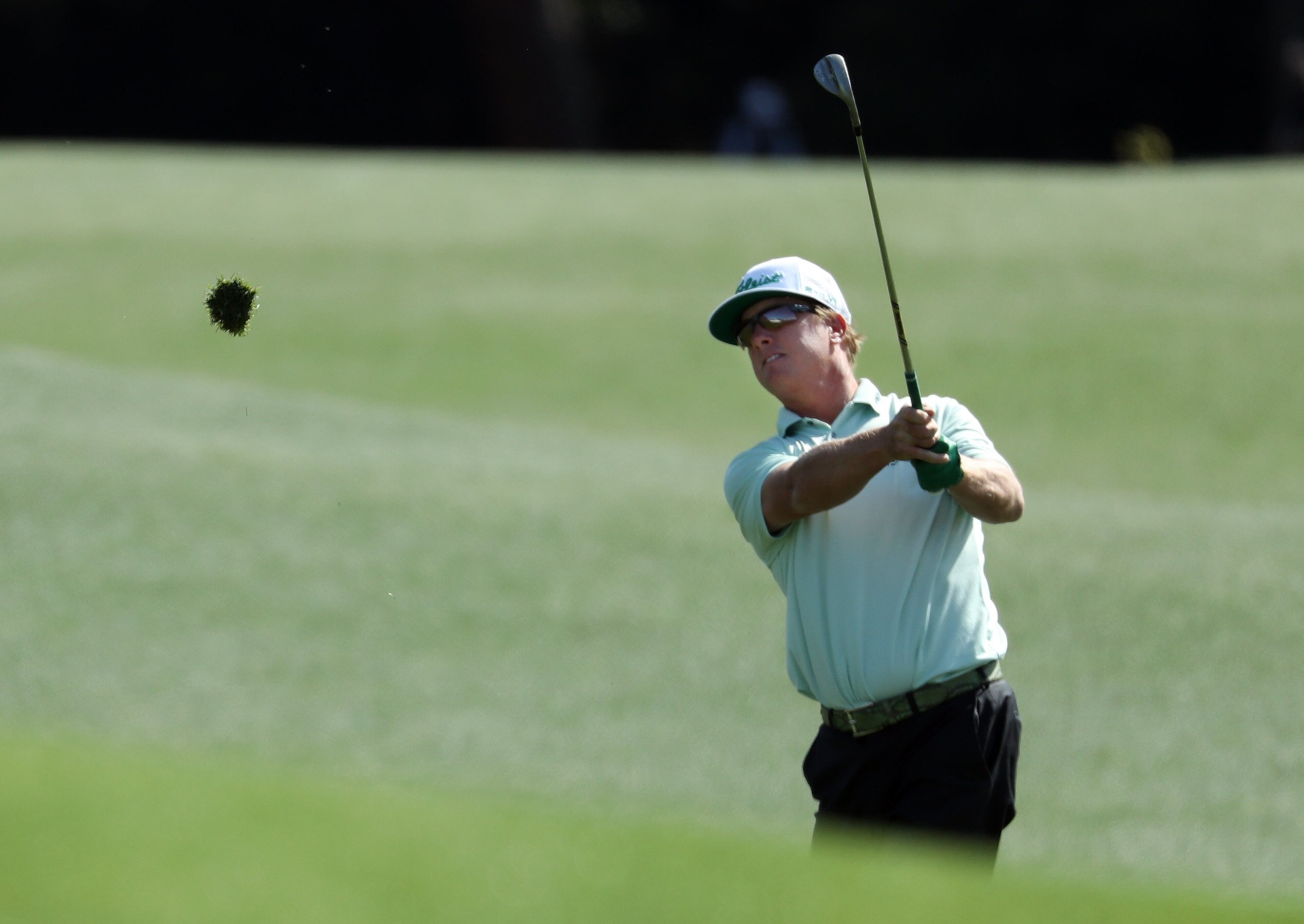 April 5, 2018 - Augusta, Ga: Charley Hoffman hits a fairway shot on 18. First round of the Masters Tournament Thursday, April 5, 2018, at Augusta National Golf Club. PHOTO / JASON GETZ