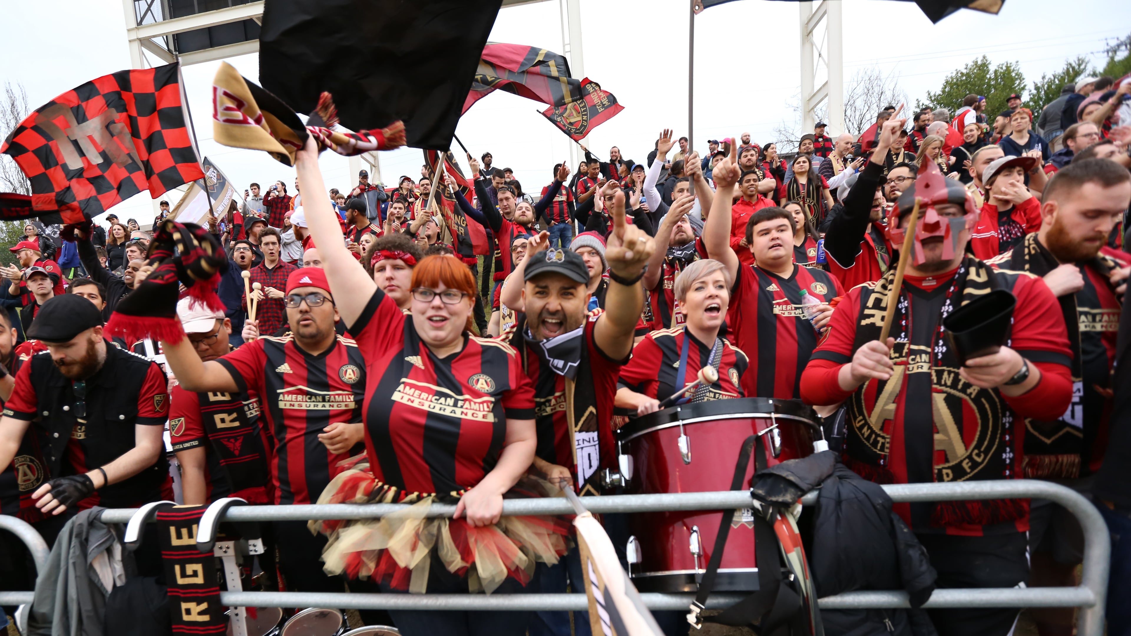 Atlanta United fans celebrate the first preseason victory against Chattanooga FC 4 to 0.