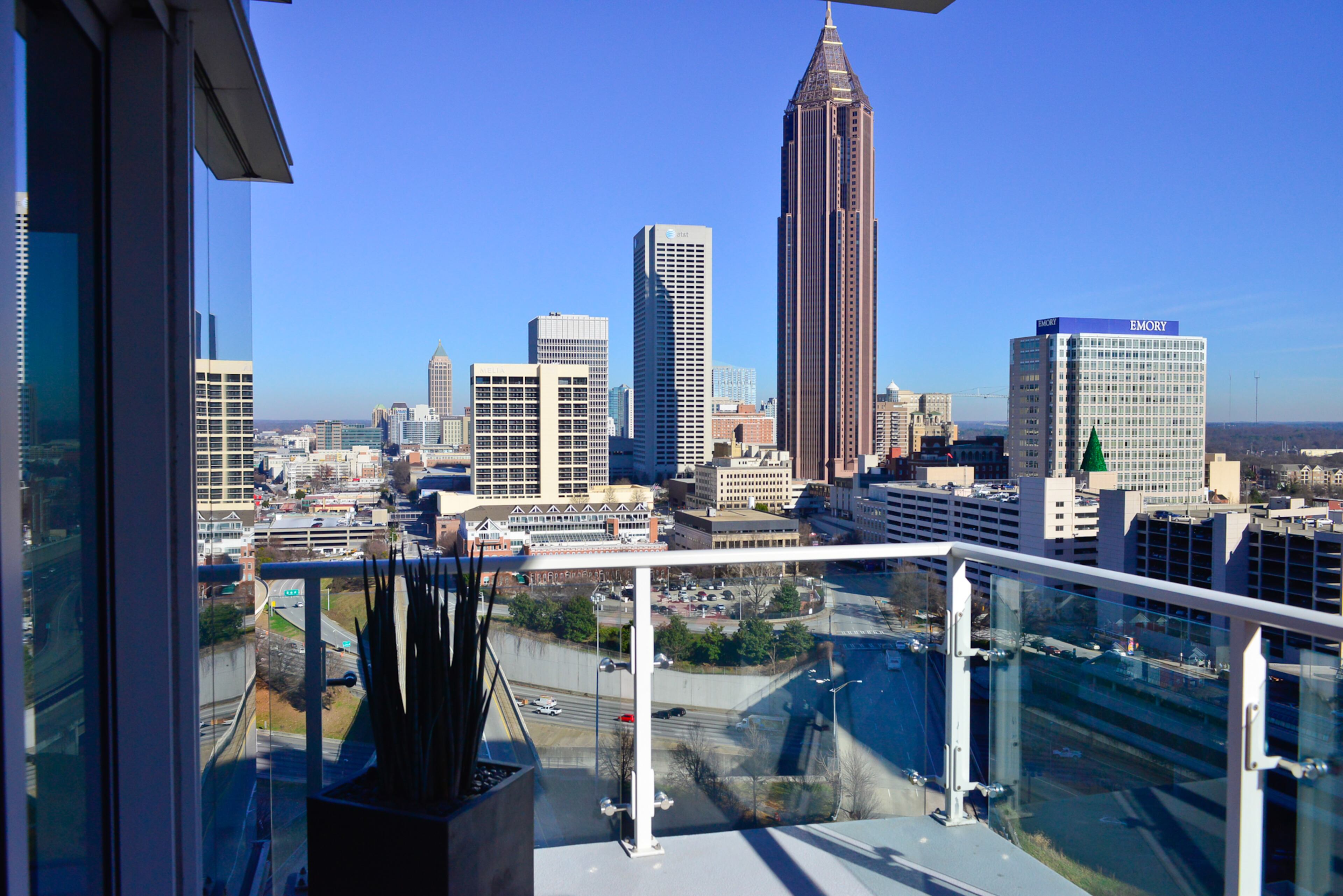 Jordan Schafer's condo in the Residences at the W Atlanta - Downtown offers has unobstructed views of Midtown and the Bank of America Plaza. Schafer purchased the contemporary condo this year. -- Text by Lori Johnston