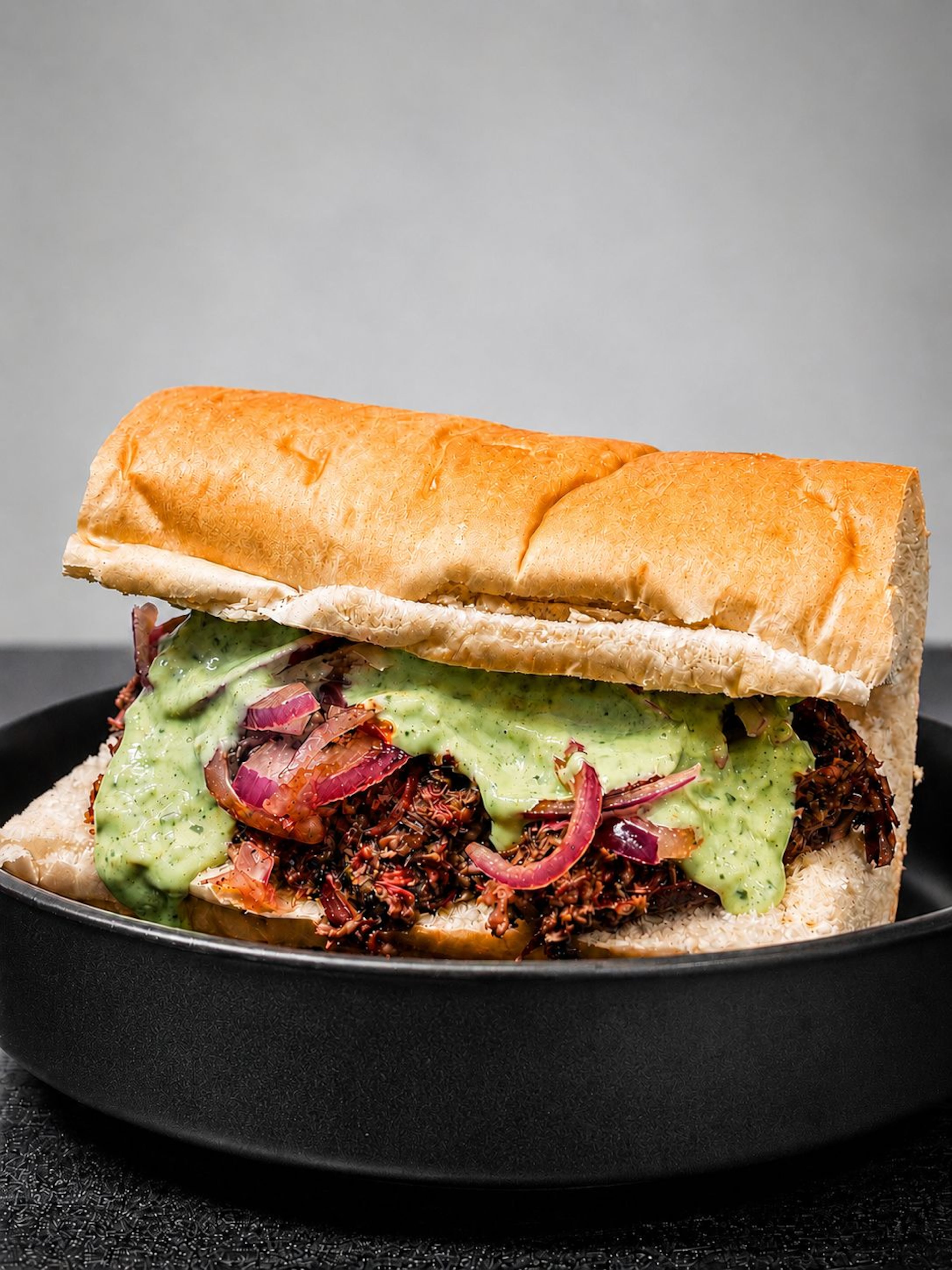 Dhaba BBQ specializes in handhelds that reimagine traditional Indian flavors, like this new tandoori pulled beef sandwich. (Courtesy of Dhaba BBQ)