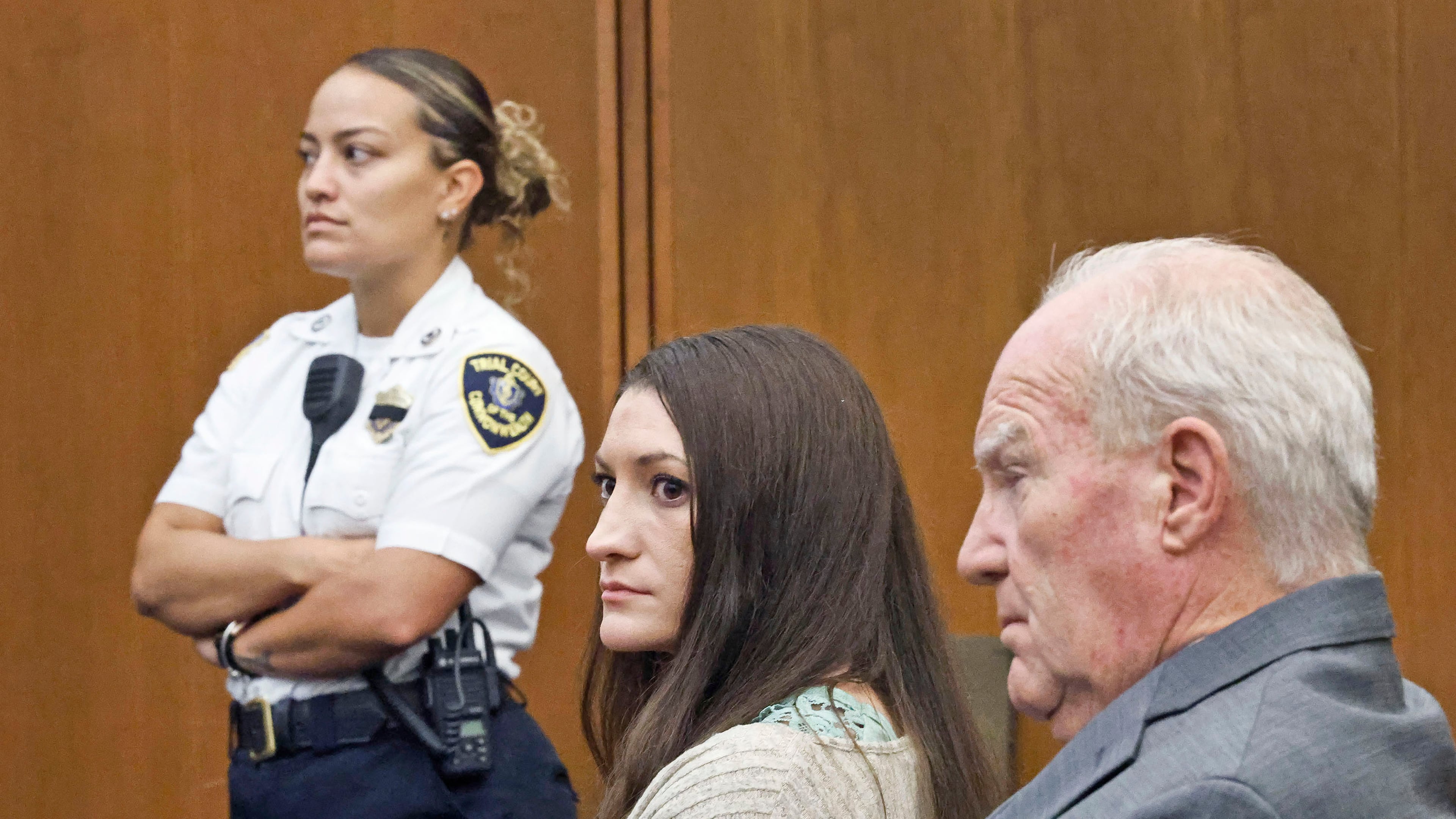 Lindsay Clancy looks at jurors as Judge Sullivan asks them to start deliberations for a sixth day during her murder trial on Thursday, Sept. 3, 2026, in Plymouth, Mass. (Greg Derr/The Patriot Ledger via AP, Pool)
